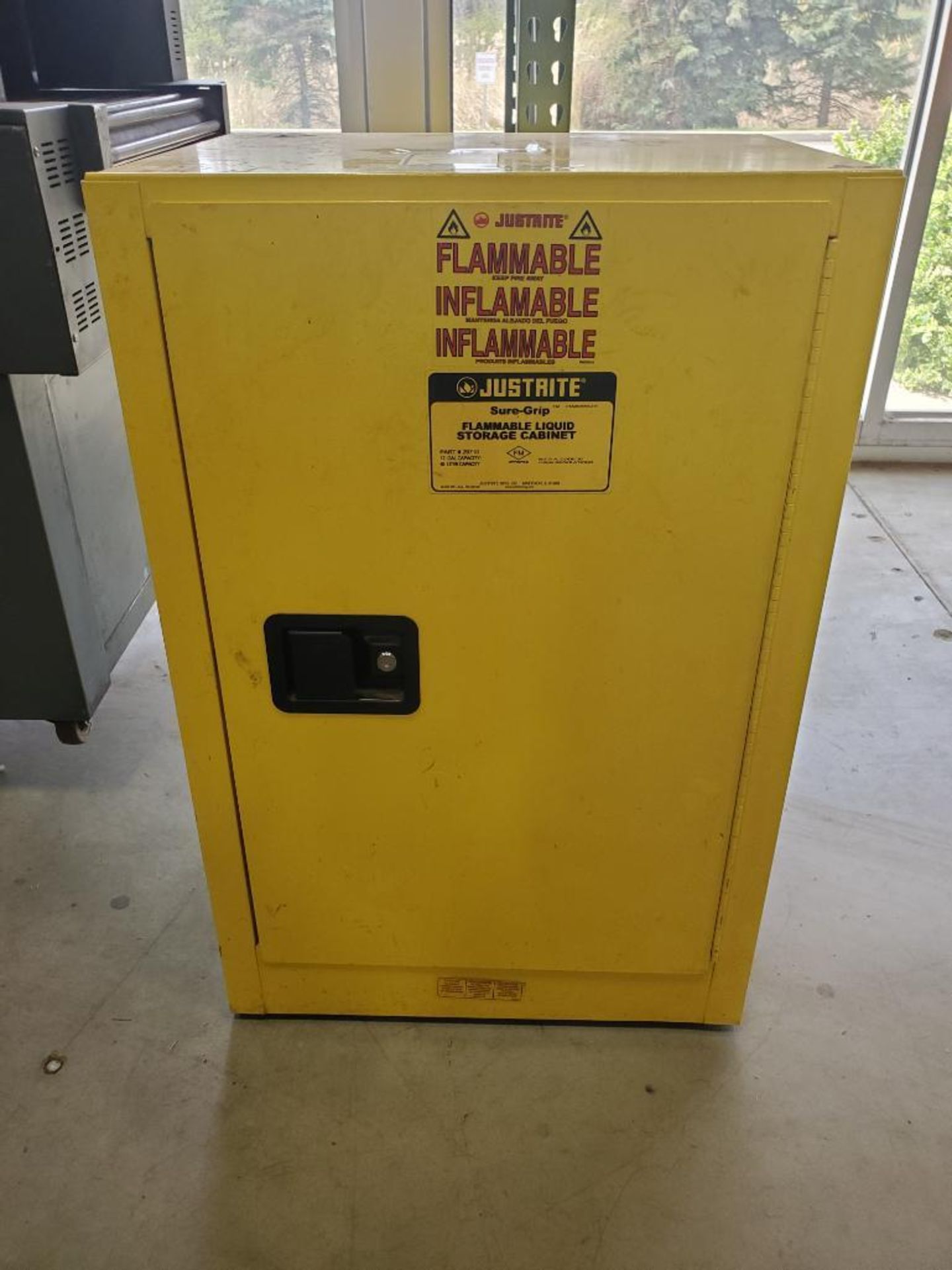 JUSTRITE SURE GRIP FLAMMABLE STORAGE CABINET; 12-GALLON CAPACITY ***LOCATED AT 12850 DARICE PARKWAY,