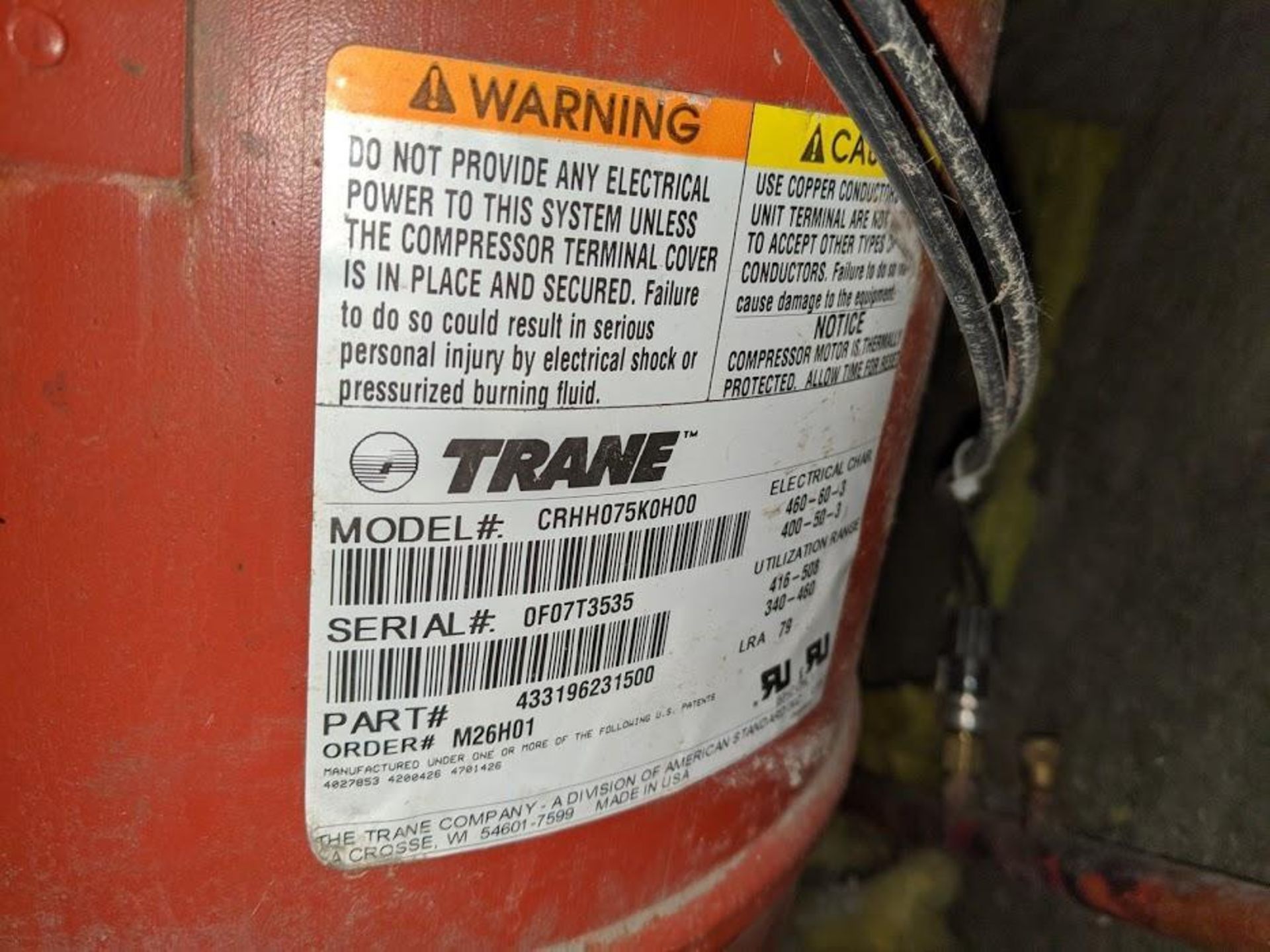 TRANE AIR HANDLER W MOTOR CONTROL SAFETY SWITCH - Image 5 of 5