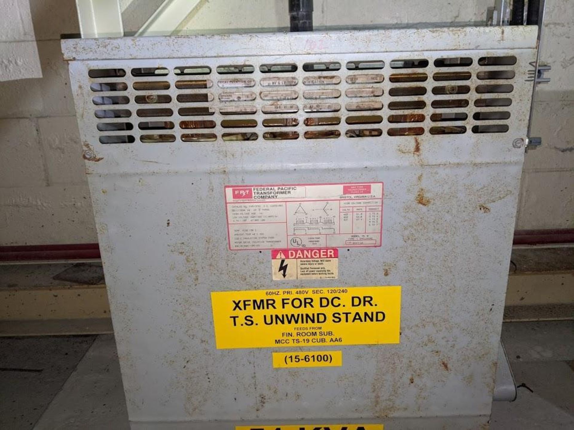 51 KVA FEDERAL PACIFIC TRANSFORMER FH51CFMD 460V 3PH