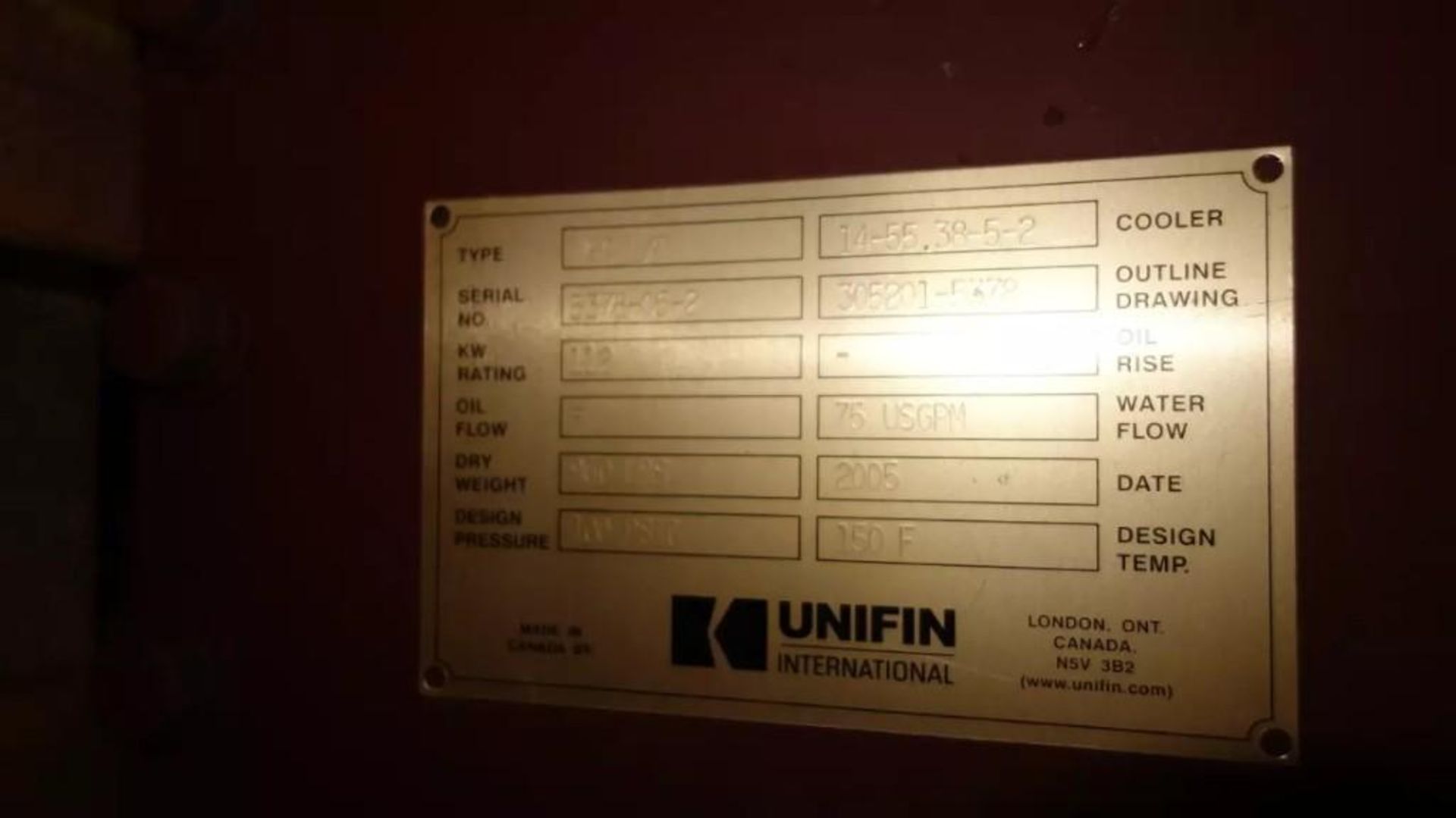 UNIFIN MGC L/D 112KW 75GPM HEAT EXCHANGER - Image 6 of 6