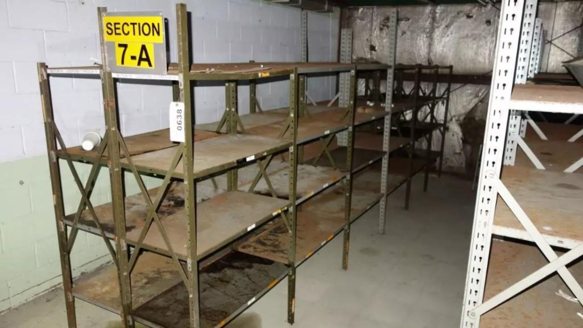 3 ROWS OF STEEL SHELVING, APPROX 18FT LONG, 4FT HIGH