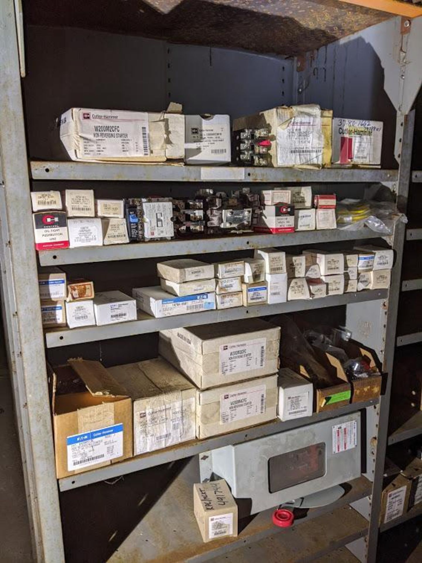 5 SHELVES OF CUTLER HAMMER PARTS