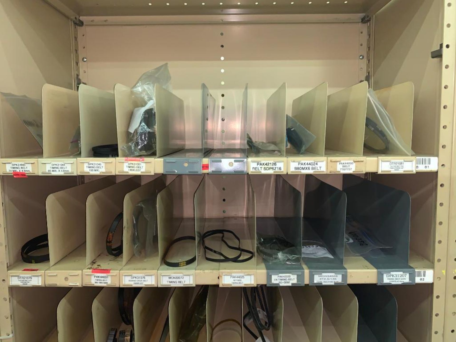 SHELVING WITH CONTENTS: BELTS, BEARINGS - Image 4 of 28