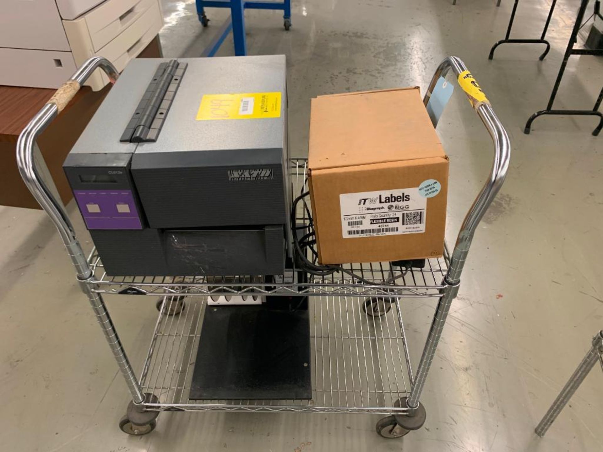 SATO CL612E LABEL PRINTER, W/ METRO CART