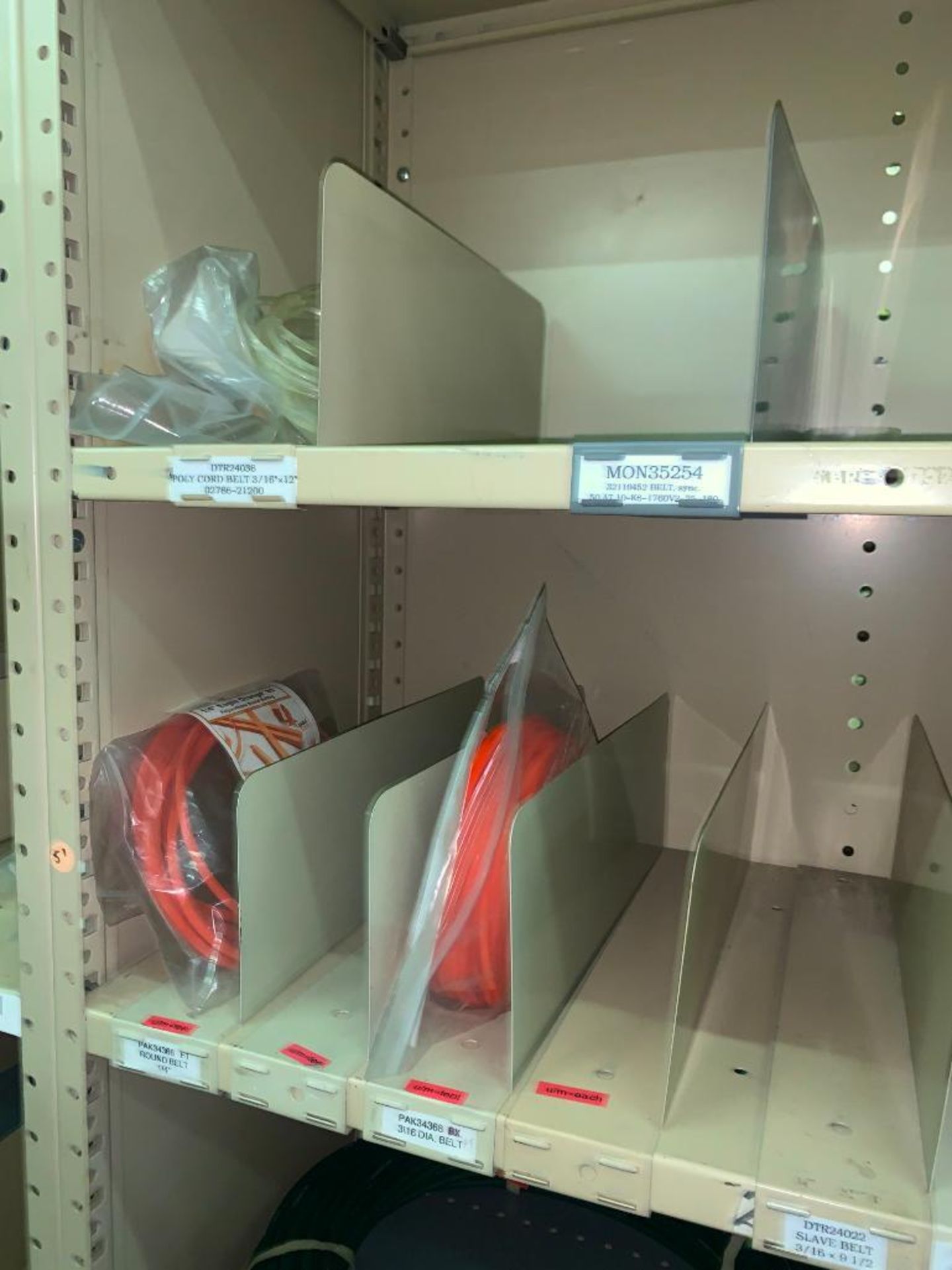 SHELVING WITH CONTENTS: BELTS, BEARINGS - Image 21 of 28