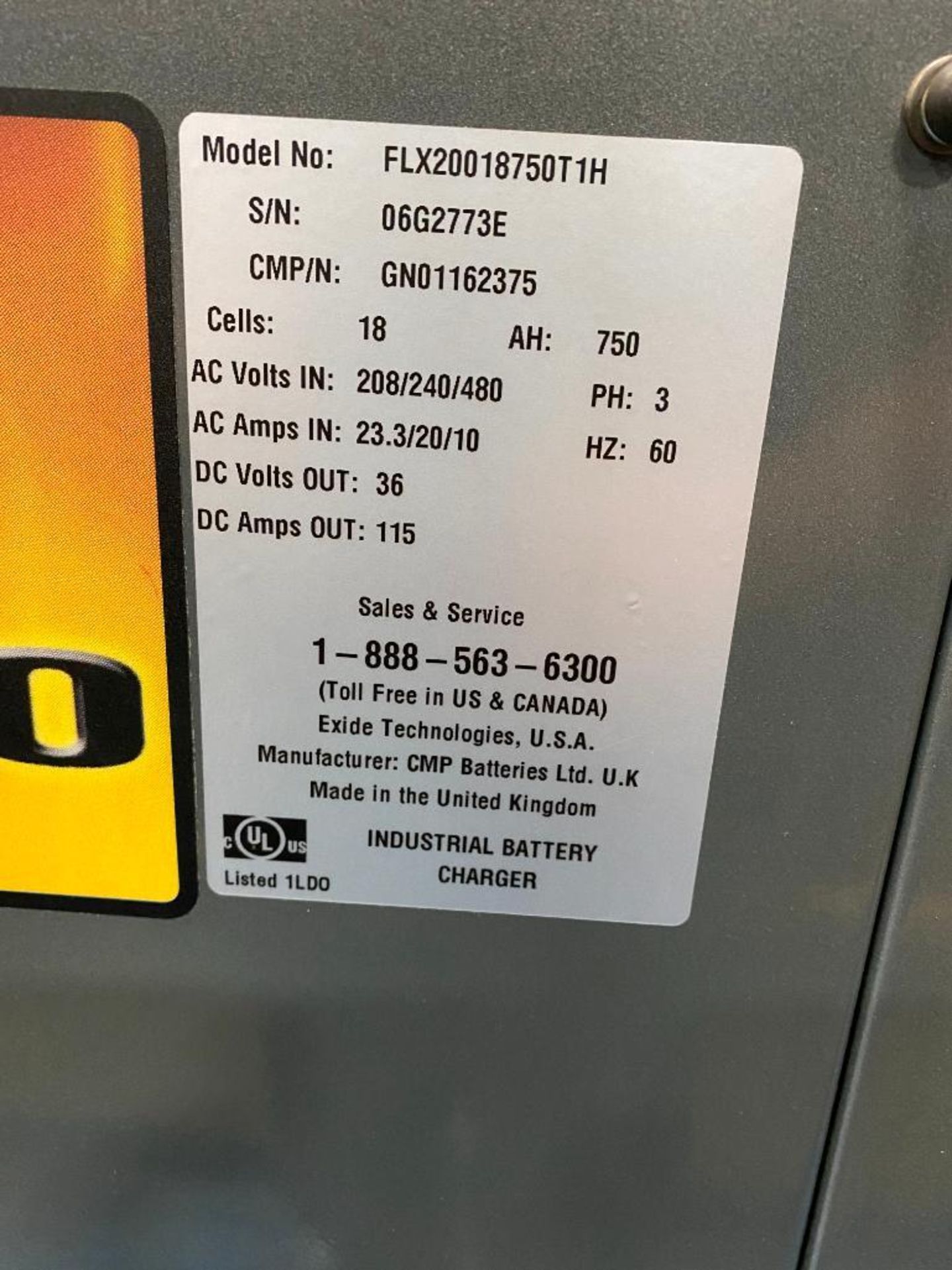 (2) GNB FLX200 36 V. BATTERY CHARGERS, MODEL FLX200187501H, INPUT 208/240/480, 3-PH  ***DELAYED - Image 3 of 3