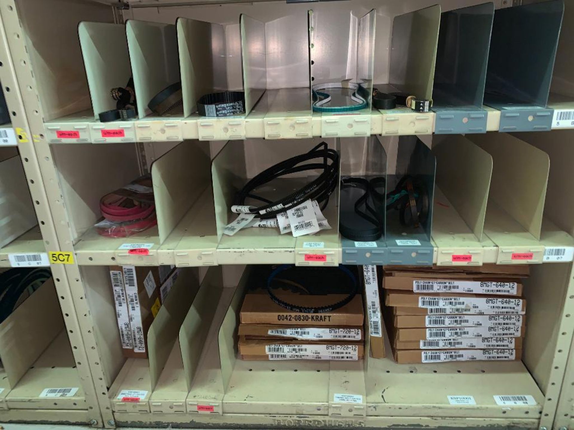 SHELVING WITH CONTENTS: BELTS, BEARINGS - Image 6 of 28