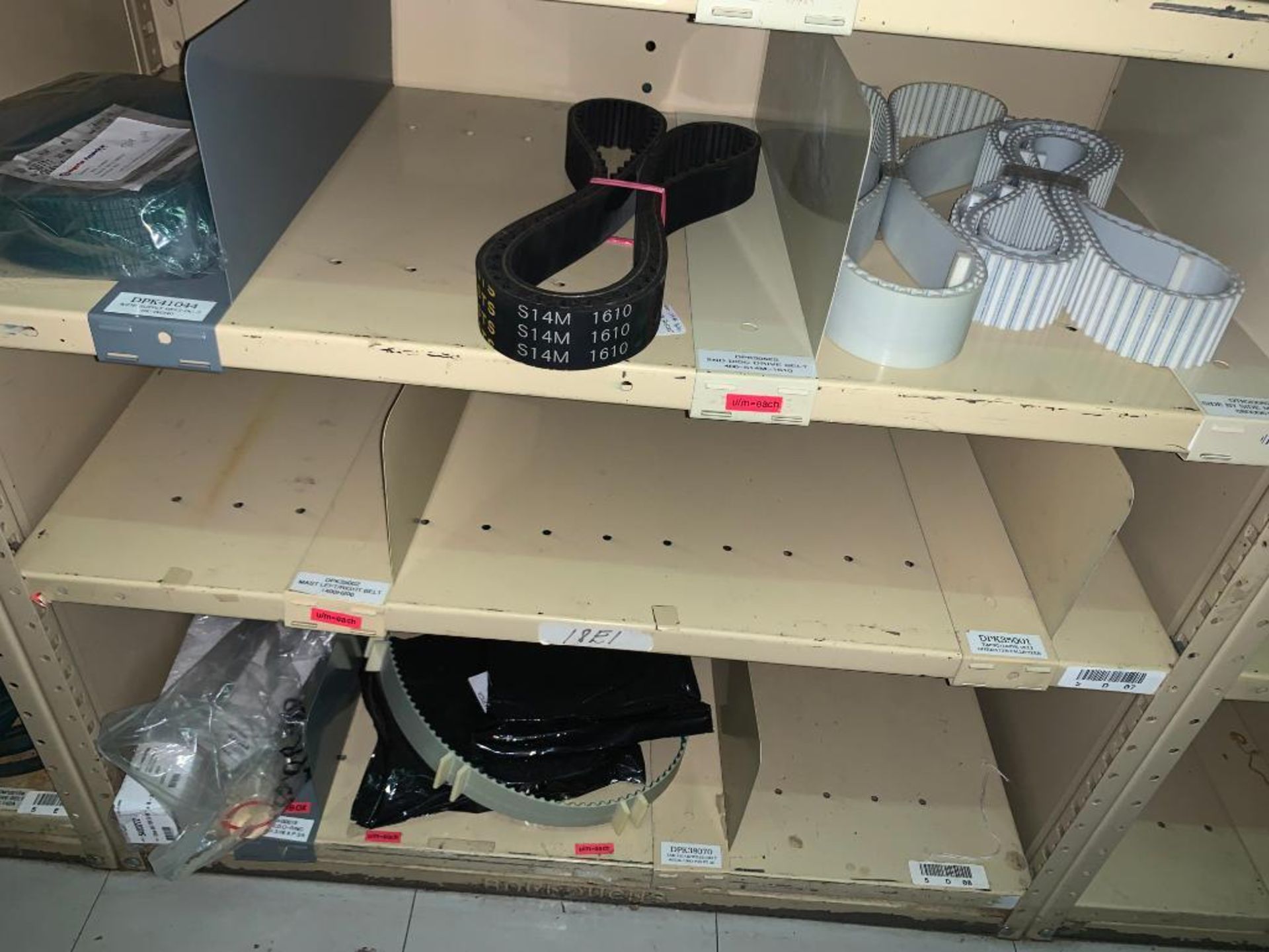 SHELVING WITH CONTENTS: BELTS, BEARINGS - Image 15 of 28