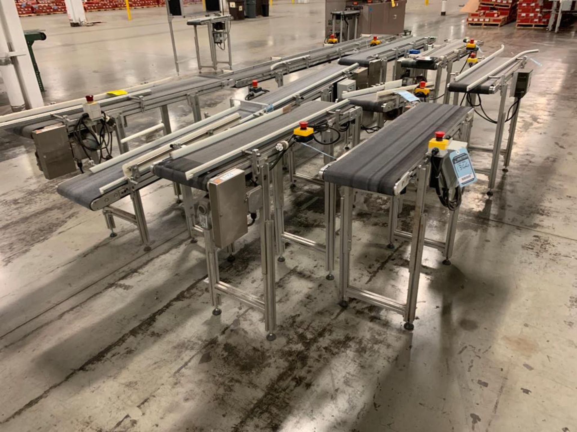 (10) 11'' BELT CONVEYORS: (5) 4', (1) 5', (2) 6', (1) 8', (1) 10' W/ LEESON SQUARE D & LENZE DRIVE