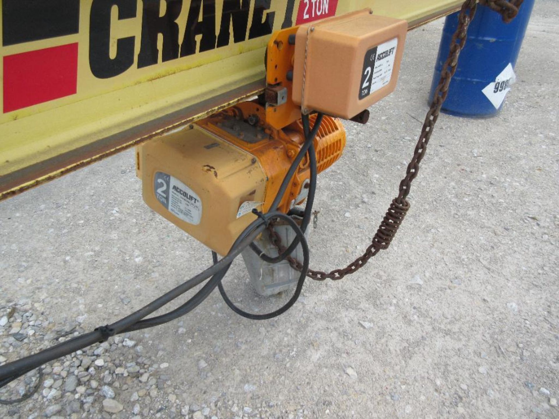 32' 2-TON OVERHEAD BRIDGE CRANE, ACCULIFT 2-TON ELECTRIC CHAIN HOIST - Image 4 of 5