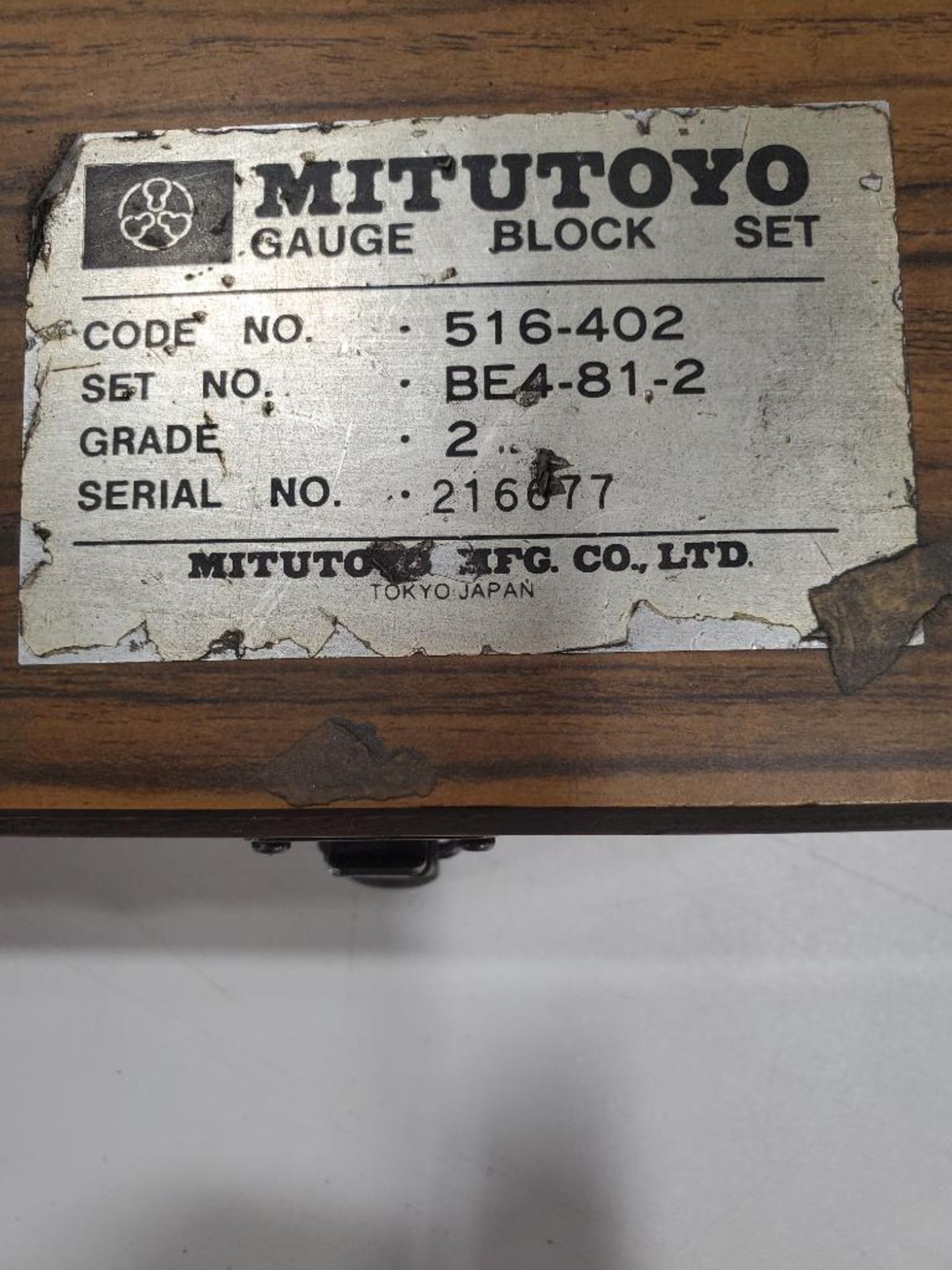 MITUTOYO GAUGE BLOCK SET; CODE 516-402, SET BE4-81-2, S/N 216677 - Image 2 of 2