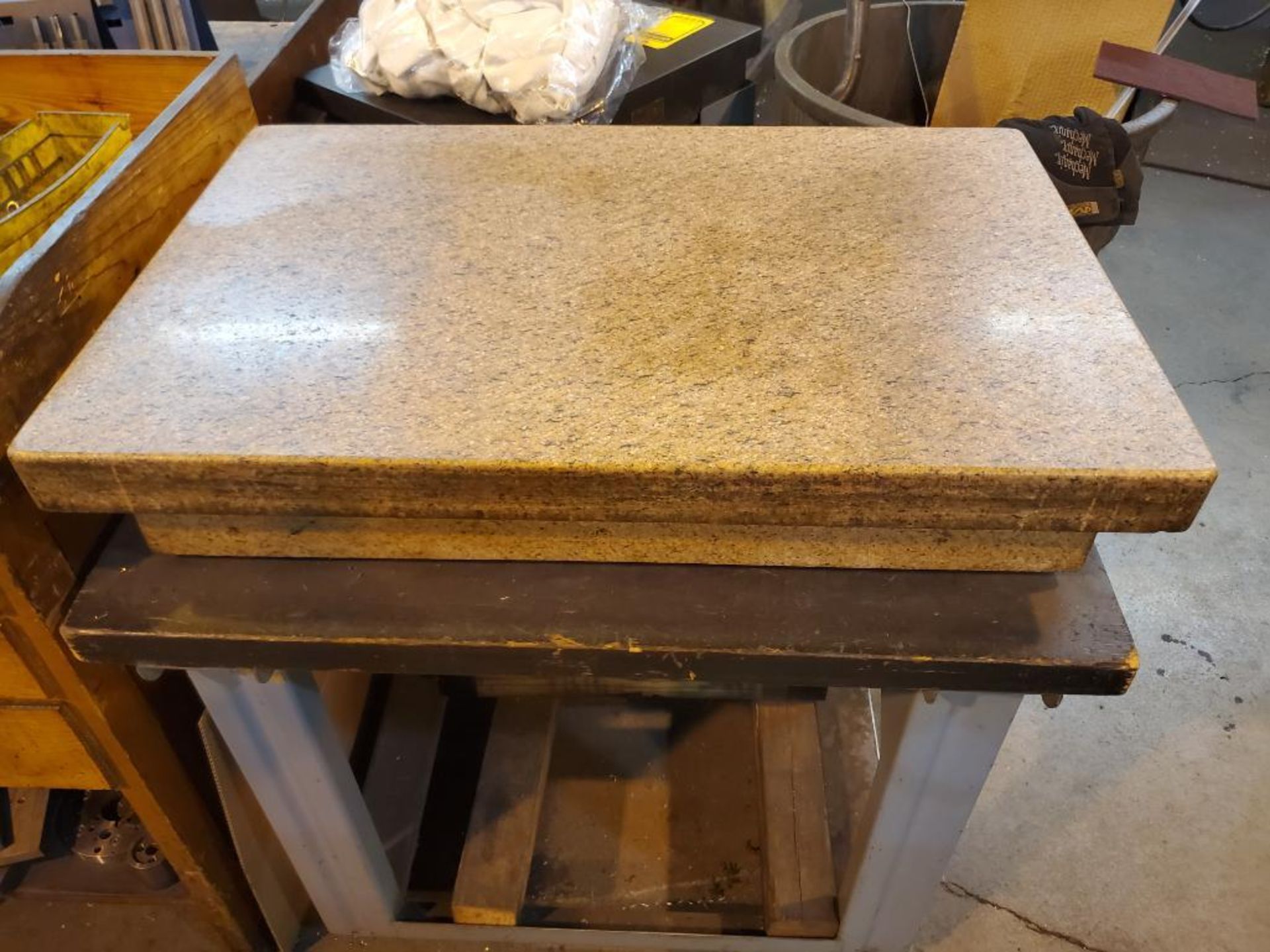 36''L X 24''W X 7'' T GRANITE SURFACE PLATE ON ROLLING CART