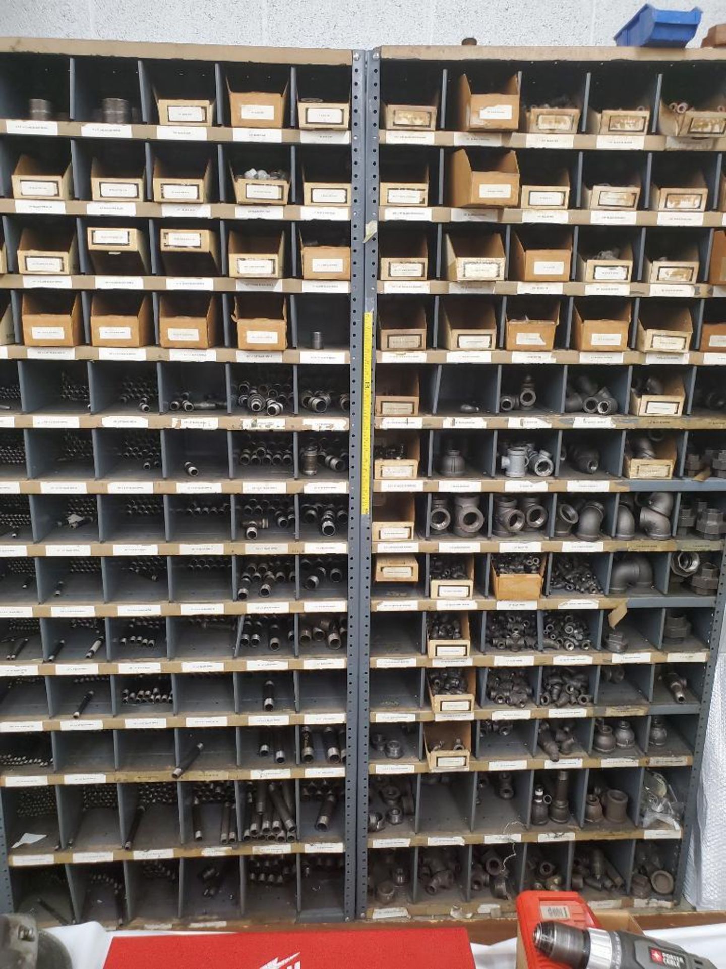 (2) PIGEONHOLE CABINETS WITH ASSORTED HARDWARE