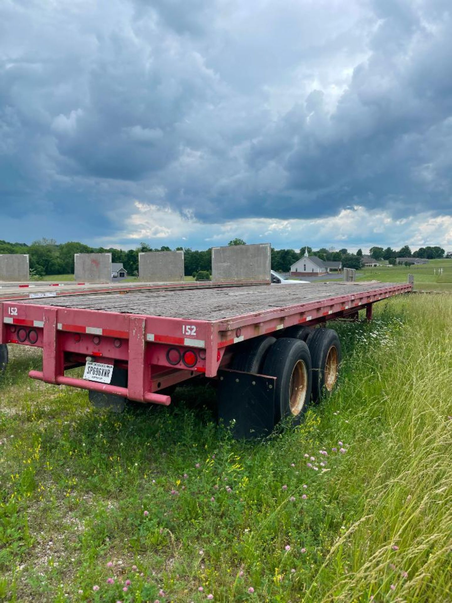 1970 TRANSCRAFT EXTENDABLE STEEL FLATBED TRAILER, WOOD DECK DUAL TANDEM AXLE, 40'-65' STRETCH, - Image 3 of 3