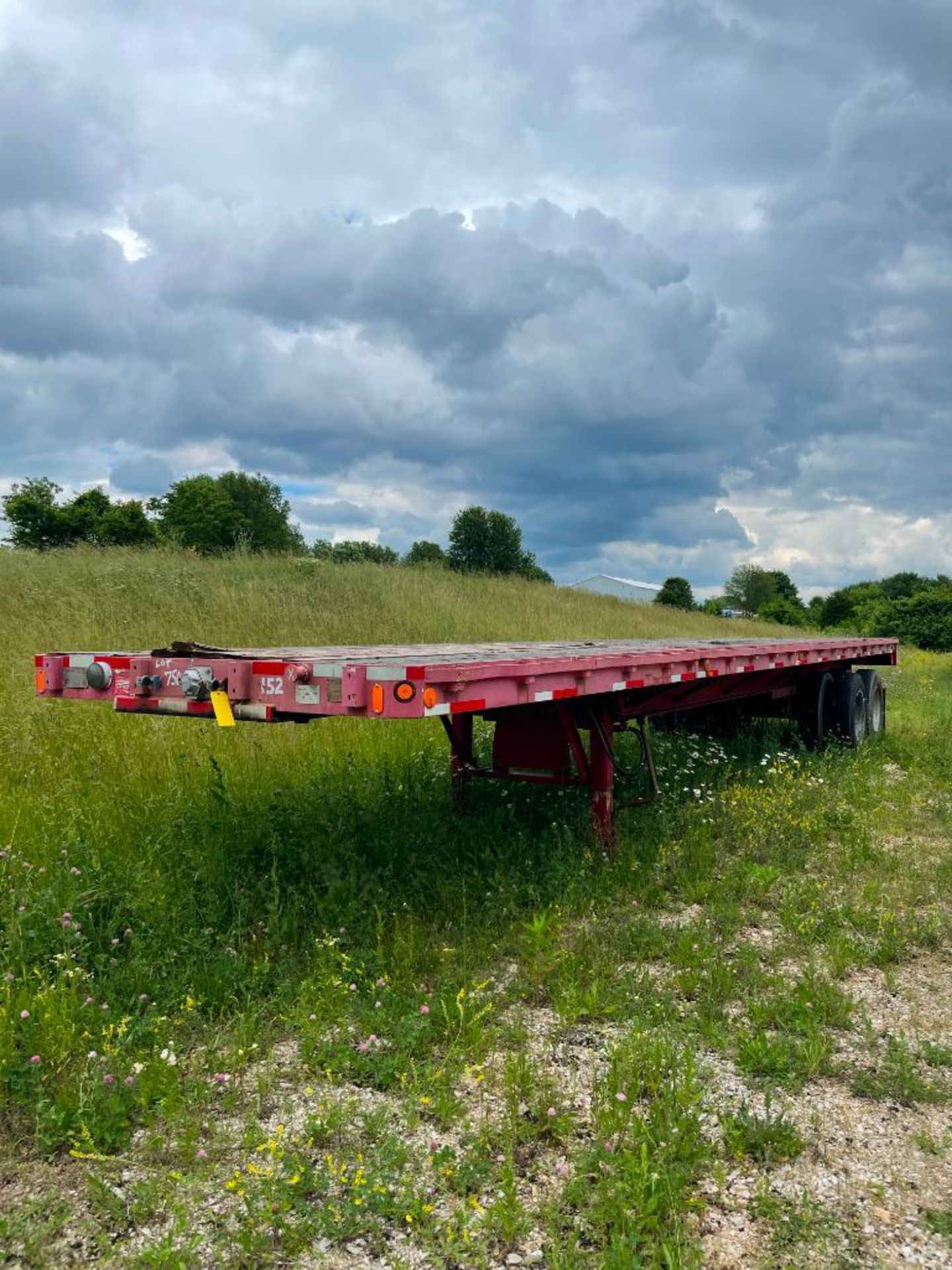 1970 TRANSCRAFT EXTENDABLE STEEL FLATBED TRAILER, WOOD DECK DUAL TANDEM AXLE, 40'-65' STRETCH,