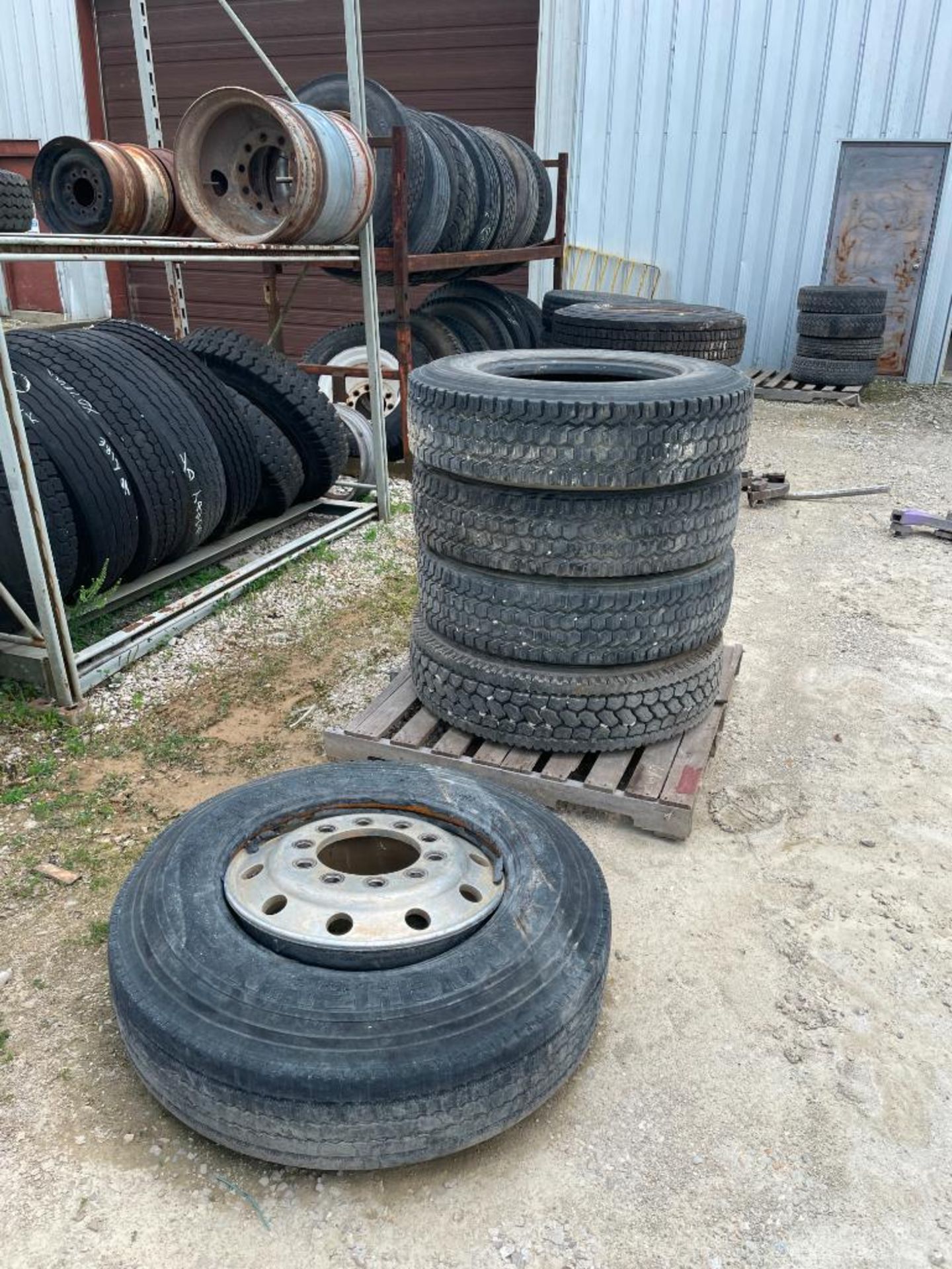 (3) TIRE RACKS AND ASSORTED NEW AND USED TIRES - Image 3 of 6