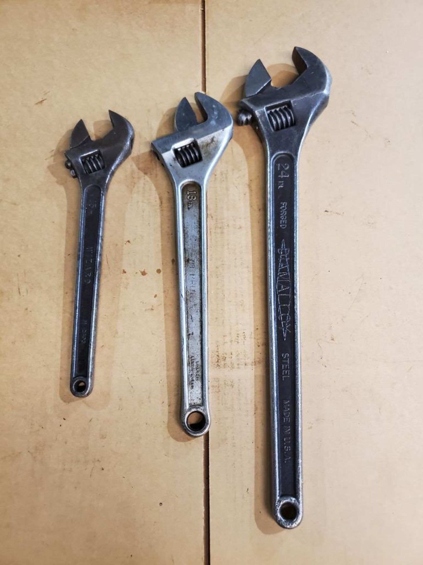 (3) CRESCENT WRENCHES, 15'', 18'', AND 24''