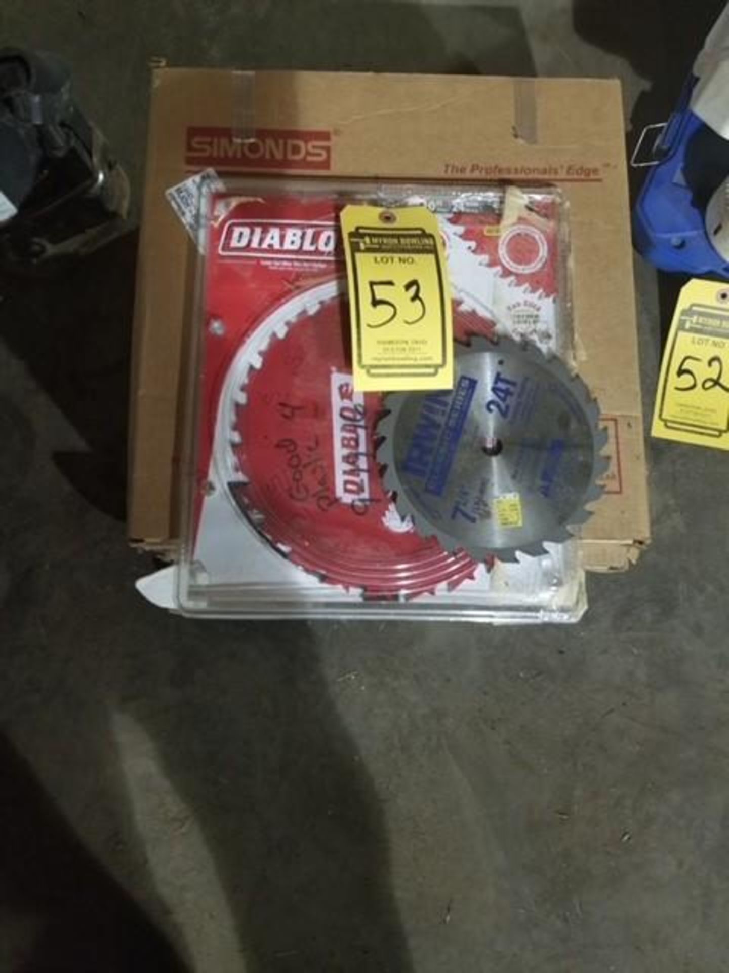 ASSORTED SAW BLADES, BAND SAW, TABLE SAW, AND CUT-OFF WHEELS