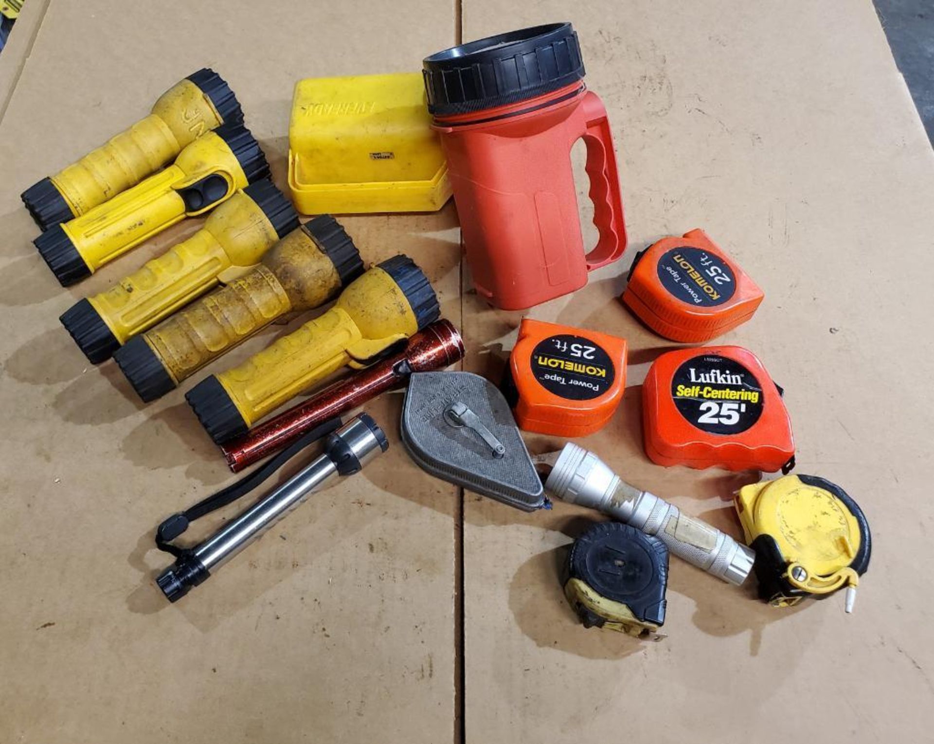 ASSORTED FLASHLIGHTS & MEASURING TAPES