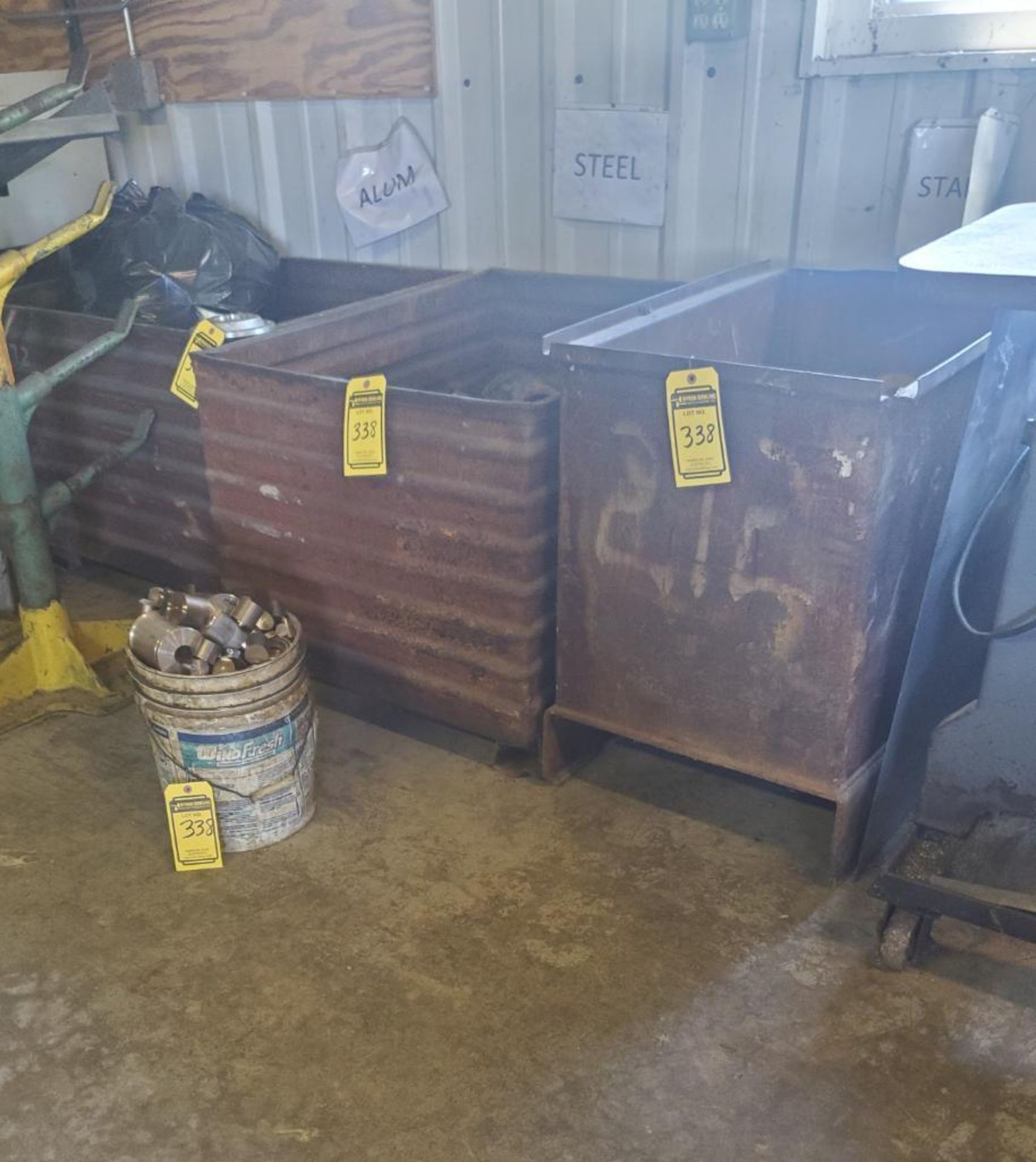 (3) BINS & BUCKET OF ASSORTED SCRAP