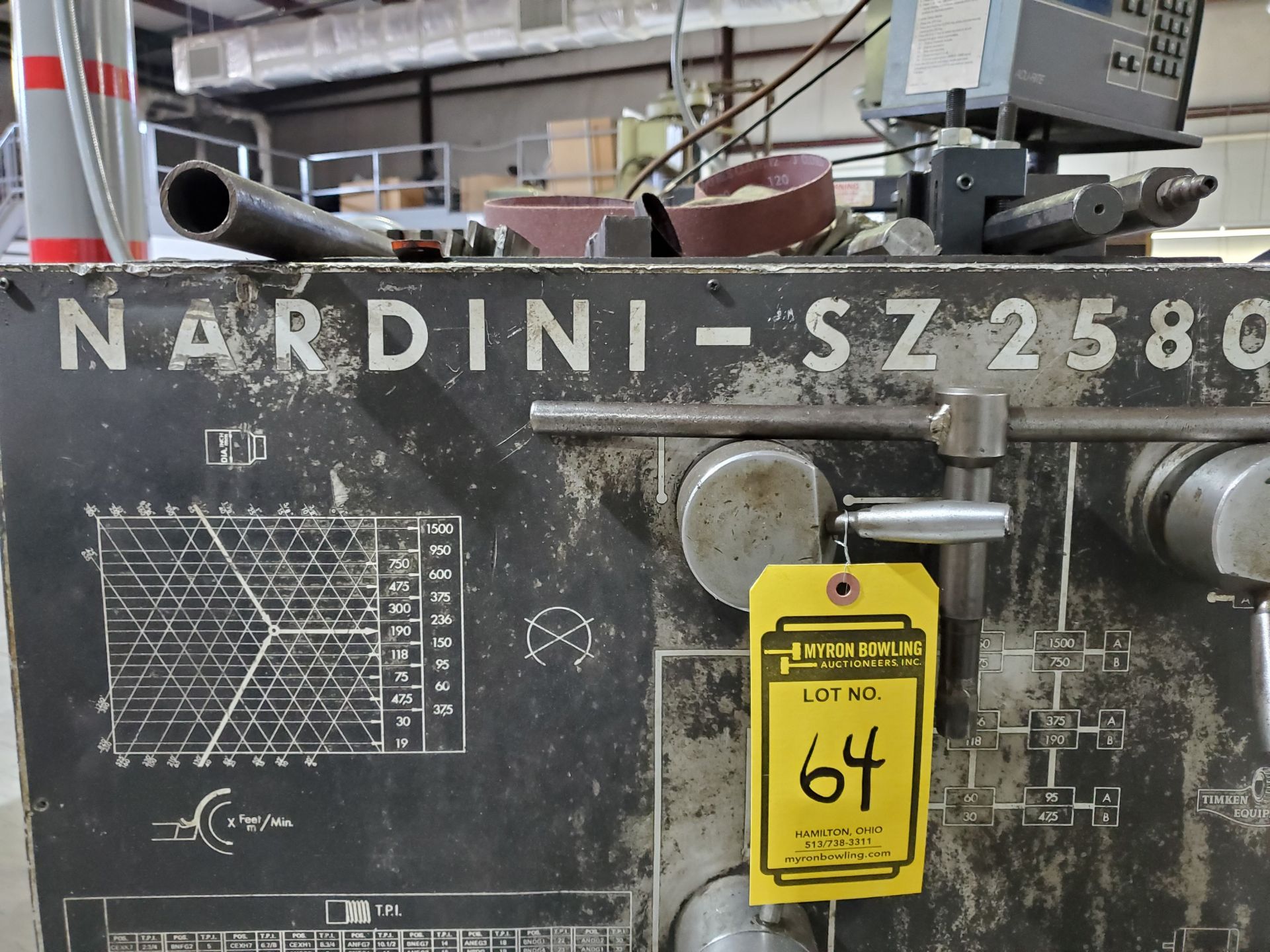 NARDINI SZ2580T ENGINE LATHE, ACU-RITE TURN MATE 2-AXIS CONTROL, 104'' BED, 18'' 4-JAW CHUCK, 3'' BA - Image 9 of 11