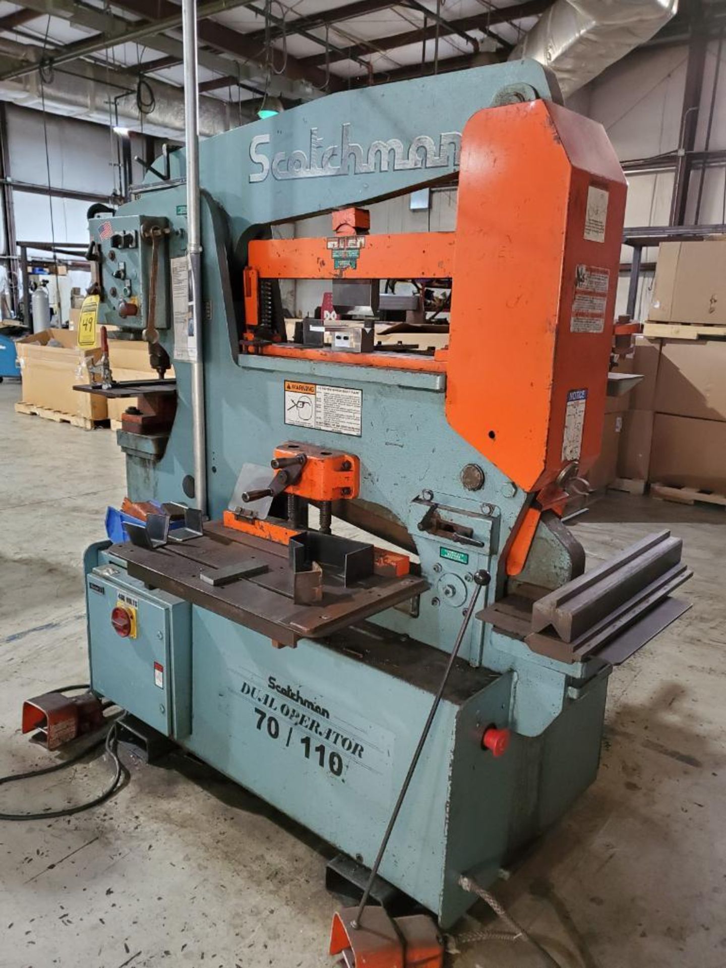 SCOTCHMAN DUAL OPERATOR 70/110 IRONWORKER, MODEL DO70-24M, S/N 139M1207, 70-TON PUNCH, 9'' THROAT, 2