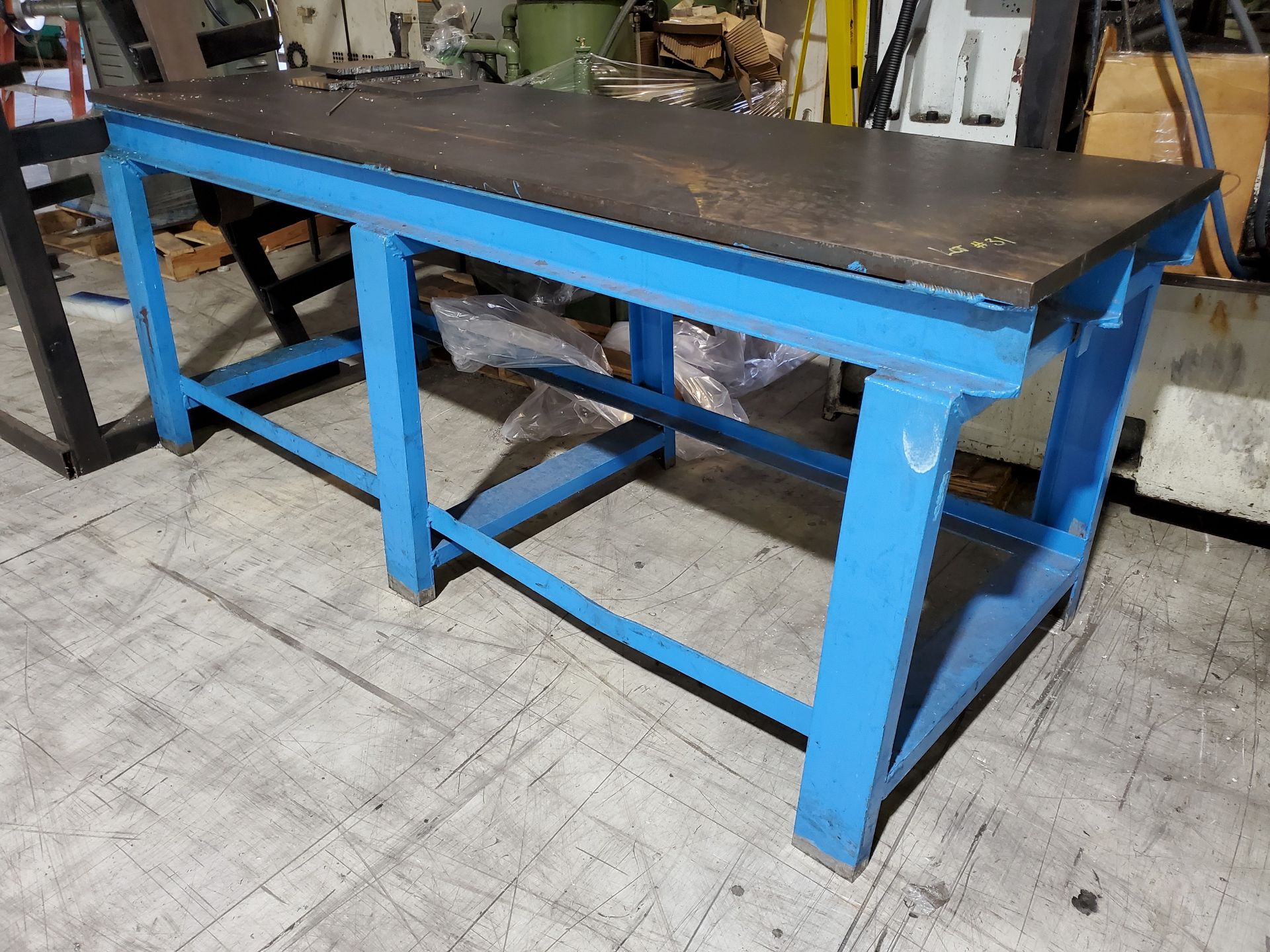 84'' X 26'' X 1'' CUSTOM I-BEAM HD STEEL TABLE, 33-1/2'' TOP HEIGHT