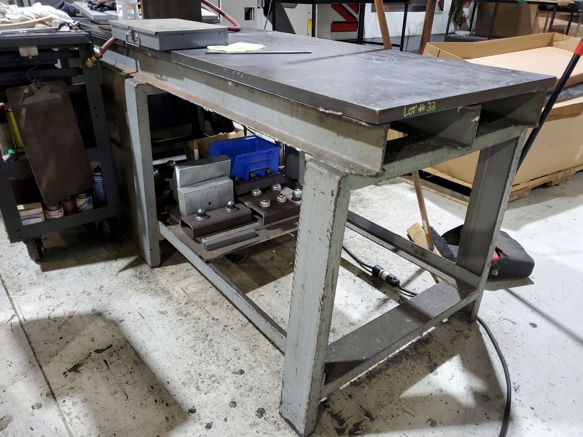 84'' X 26'' X 1'' CUSTOM I-BEAM HD STEEL TABLE, 33-1/2'' TOP HEIGHT