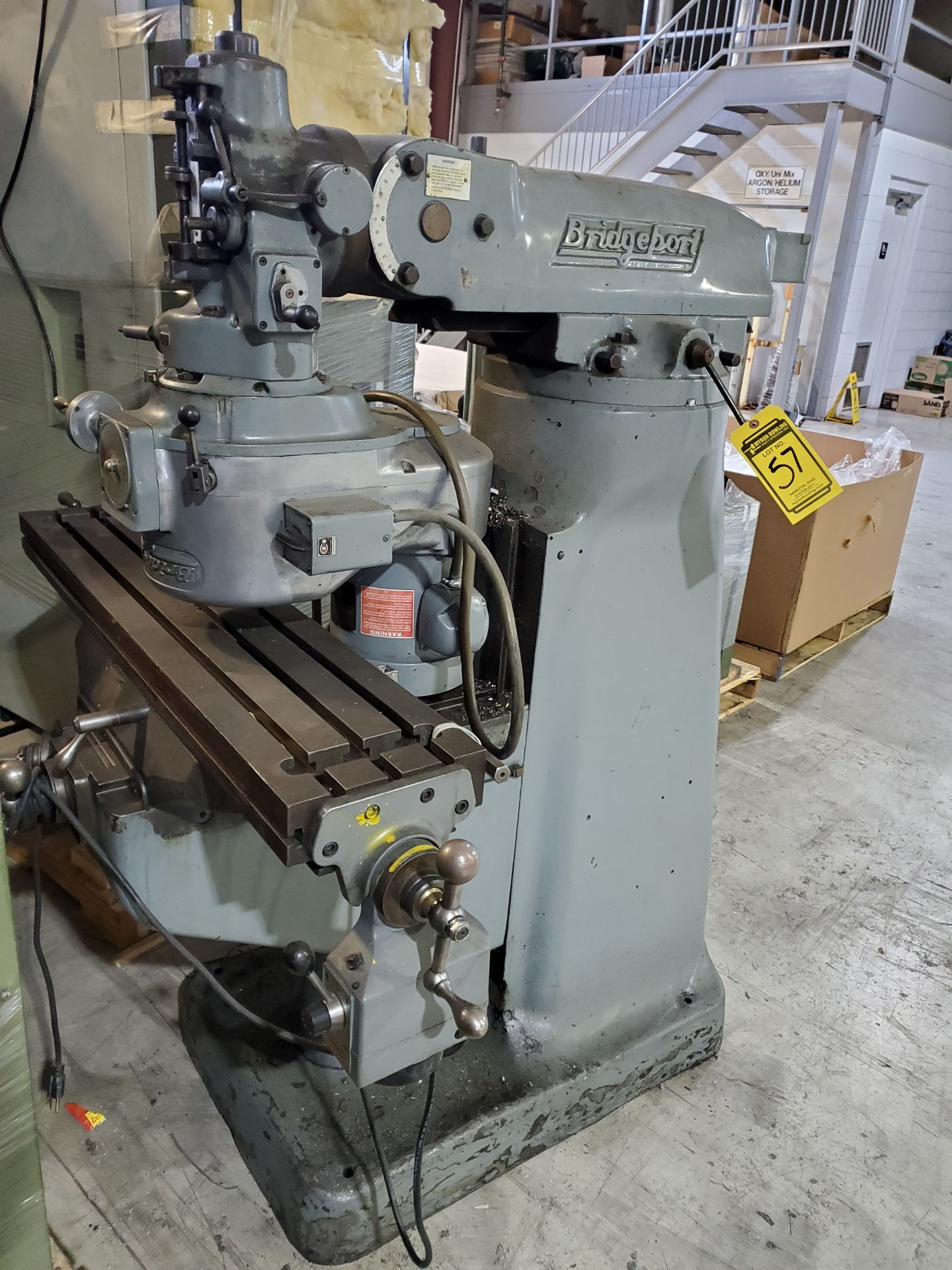 BRIDGEPORT VERTICAL MILLING MACHINE, 1.5-HP, 42'' X 9'' TABLE WITH POWER SERVO DRIVE, (HEAD TURNED F - Image 3 of 6