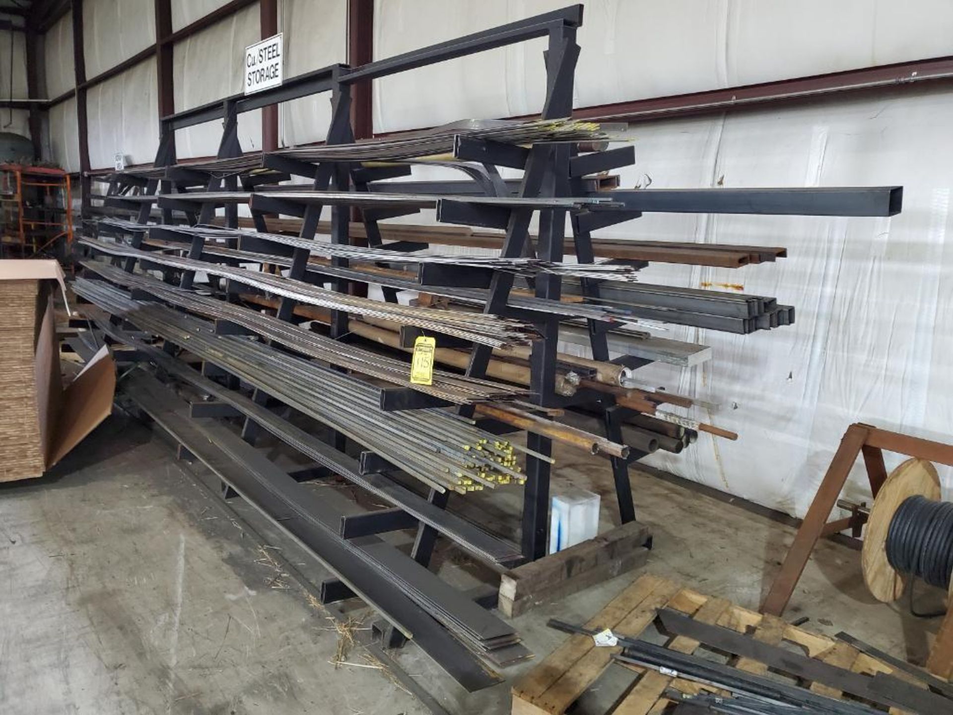 A-FRAME CANTILEVER RACK WITH QUANTITY OF STEEL MATERIAL UP TO 20' - FLAT, CHANNEL, SQUARE AND ROUND