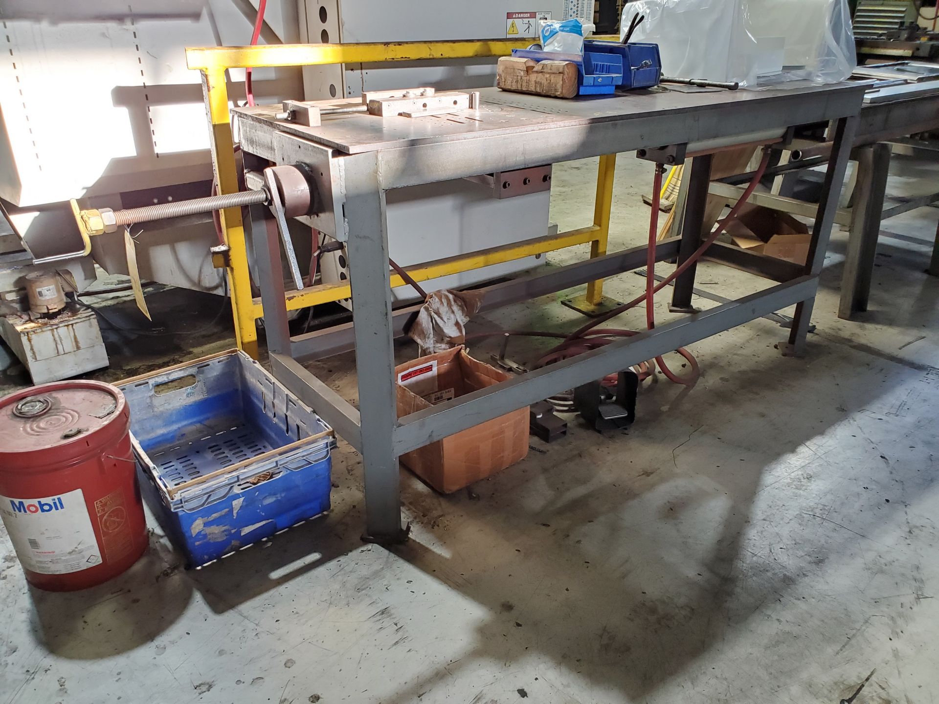 PNEUMATIC HORIZONTAL BENDING TABLE, 74'' X 24'' X 1/2'' STEEL TABLE AREA, UNDER MOUNT CYLINDER, PEG/