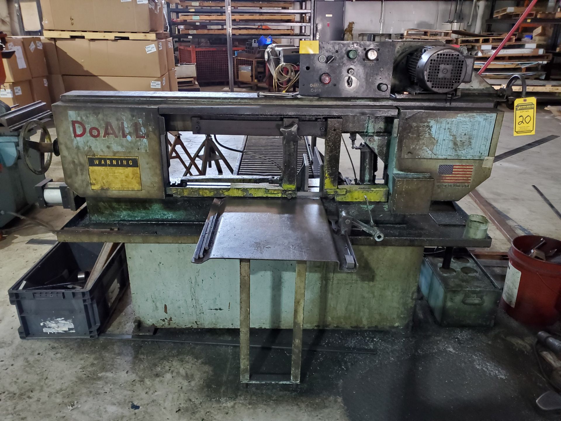 DO-ALL HORIZONTAL HYDRAULIC BAND SAW, MODEL C-916/M, S/N 501-93205, 159'' BAND LENGTH, MATERIAL CLAM