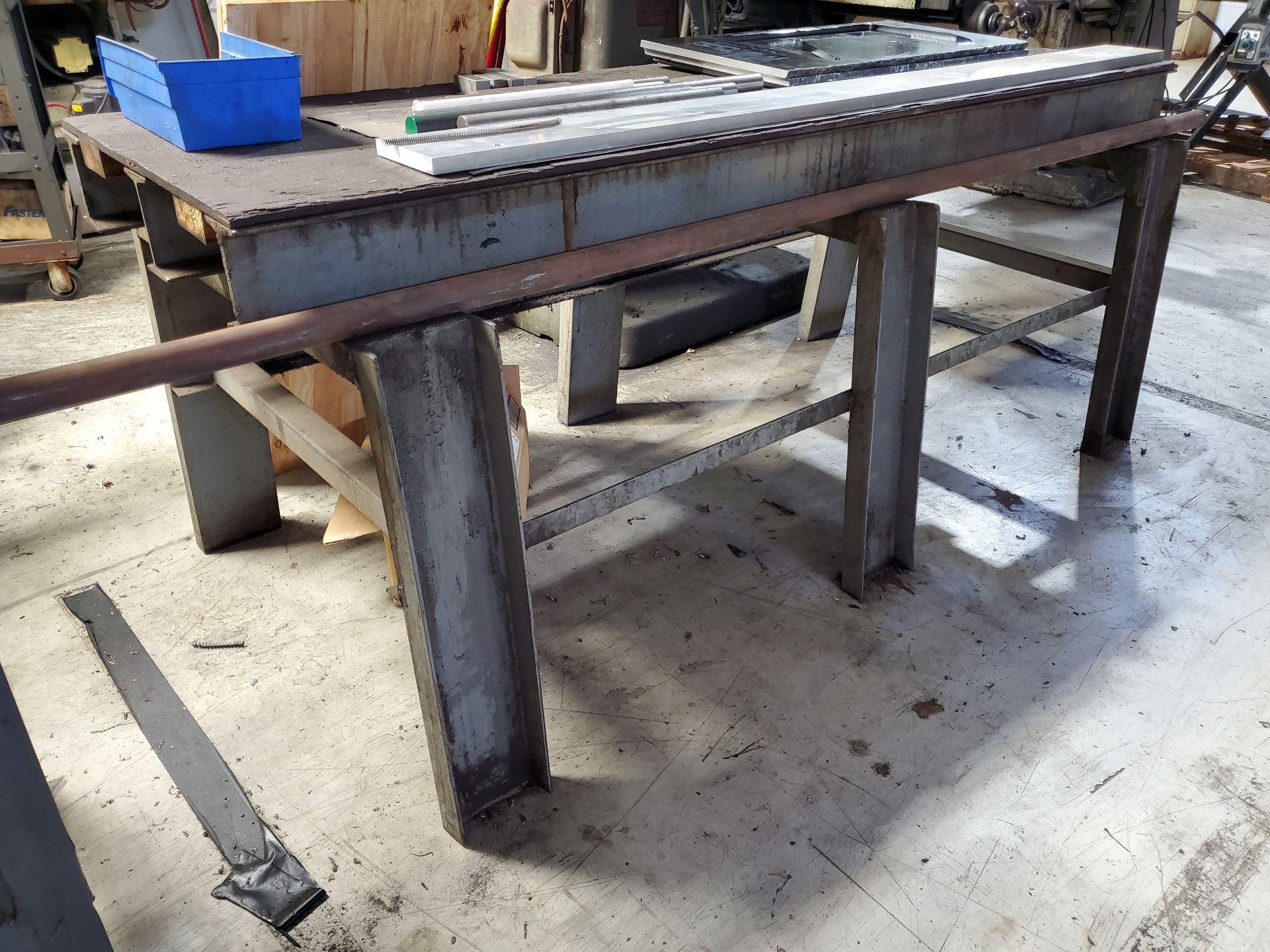 84'' X 26'' CUSTOM I-BEAM HD STEEL TABLE, 33-1/2'' TOP HEIGHT, WOOD TOP - Image 3 of 4