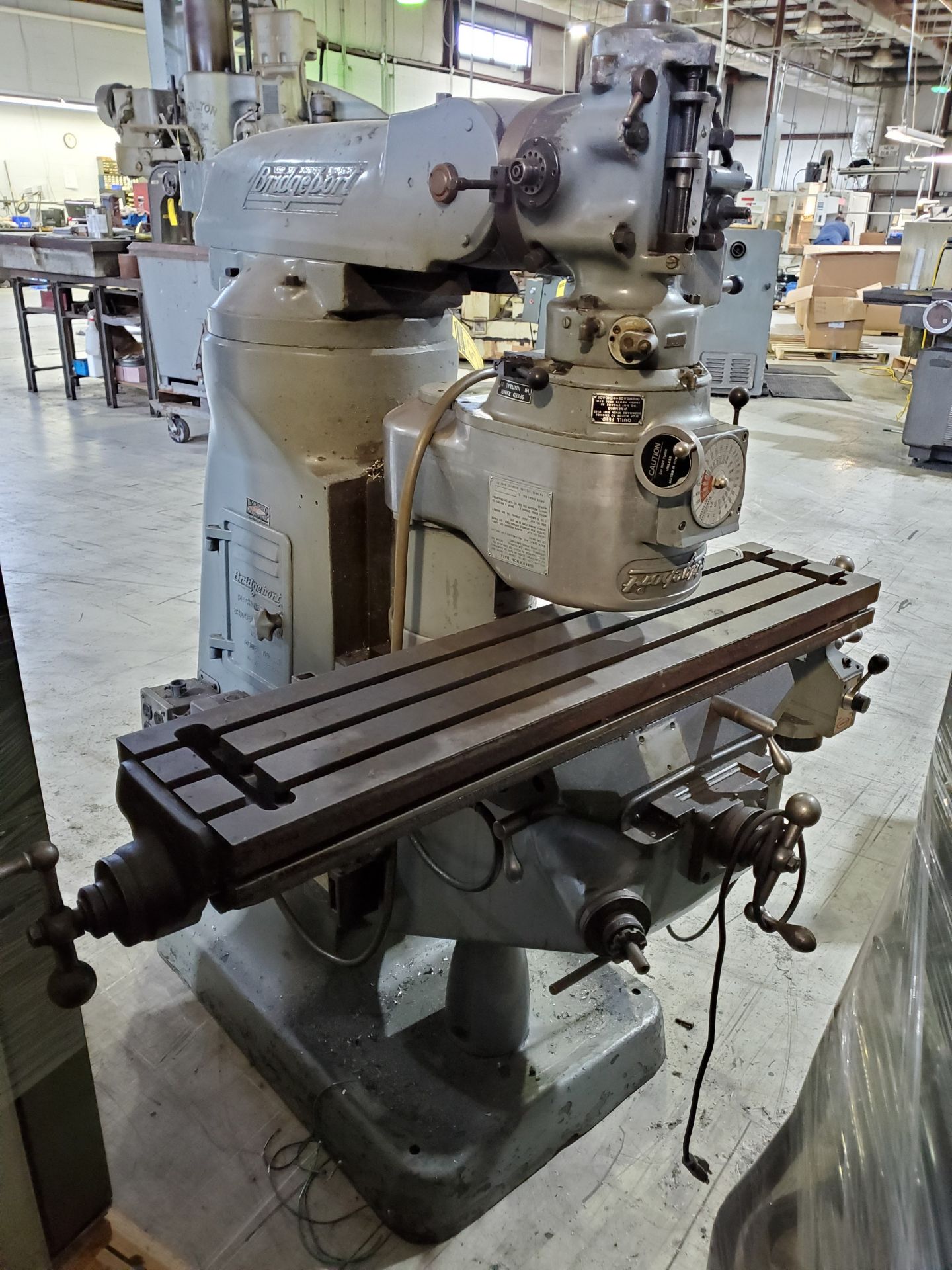 BRIDGEPORT VERTICAL MILLING MACHINE, 1.5-HP, 42'' X 9'' TABLE WITH POWER SERVO DRIVE, (HEAD TURNED F - Image 6 of 6