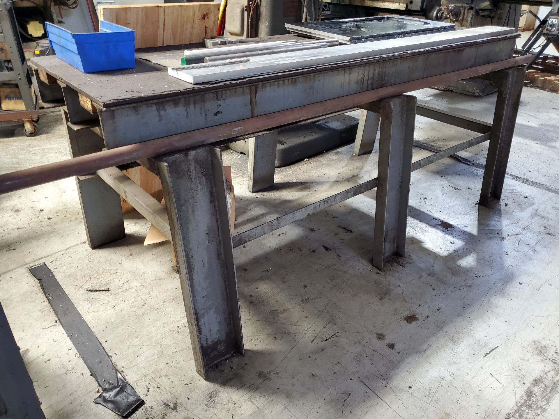 84'' X 26'' CUSTOM I-BEAM HD STEEL TABLE, 33-1/2'' TOP HEIGHT, WOOD TOP - Image 4 of 4