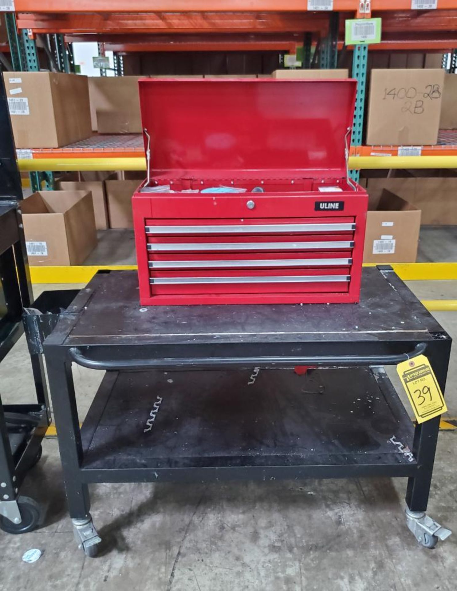 ULINE TOOLBOXES MOUNTED ON ROLLING CART