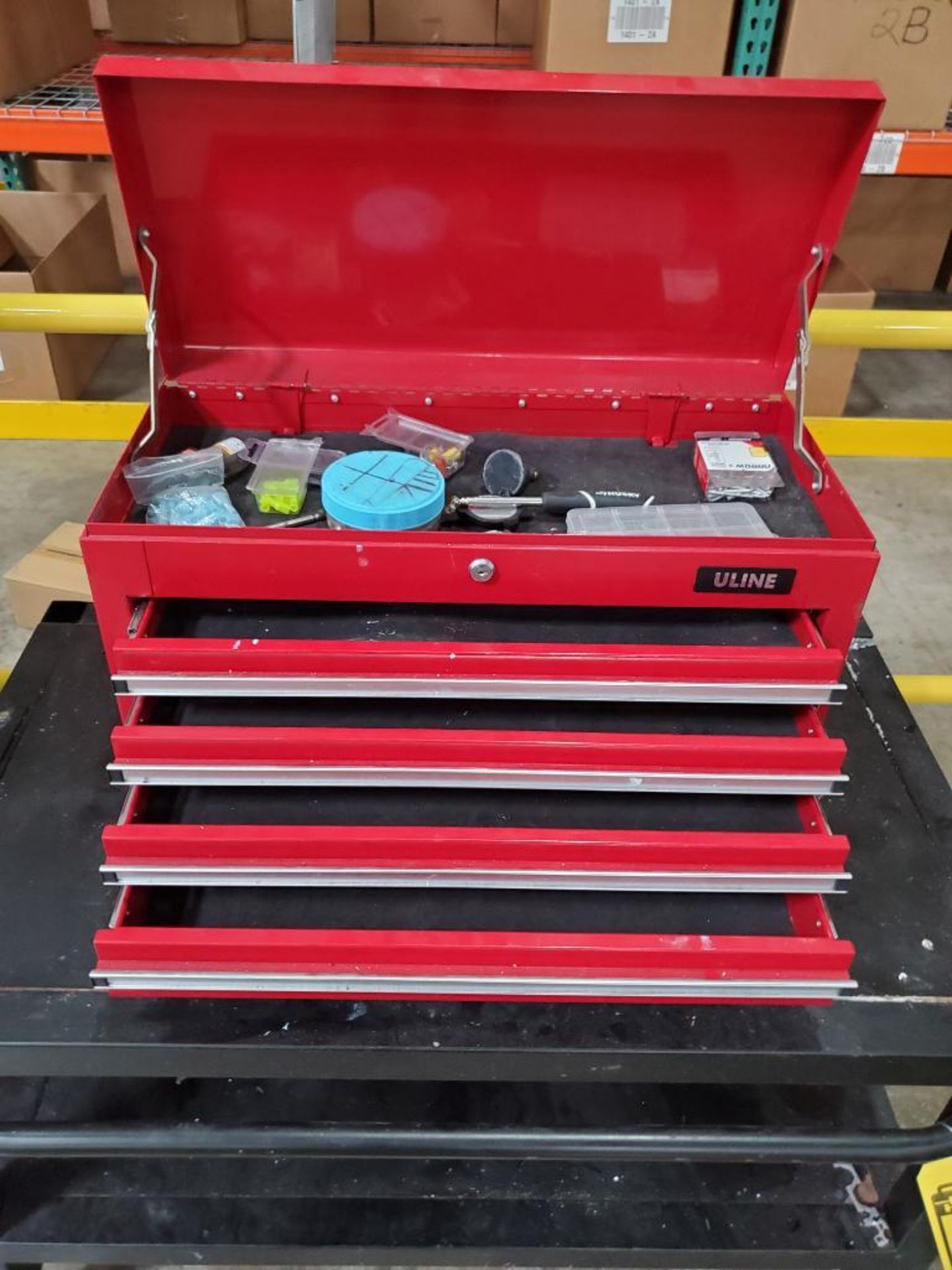 ULINE TOOLBOXES MOUNTED ON ROLLING CART - Image 2 of 2