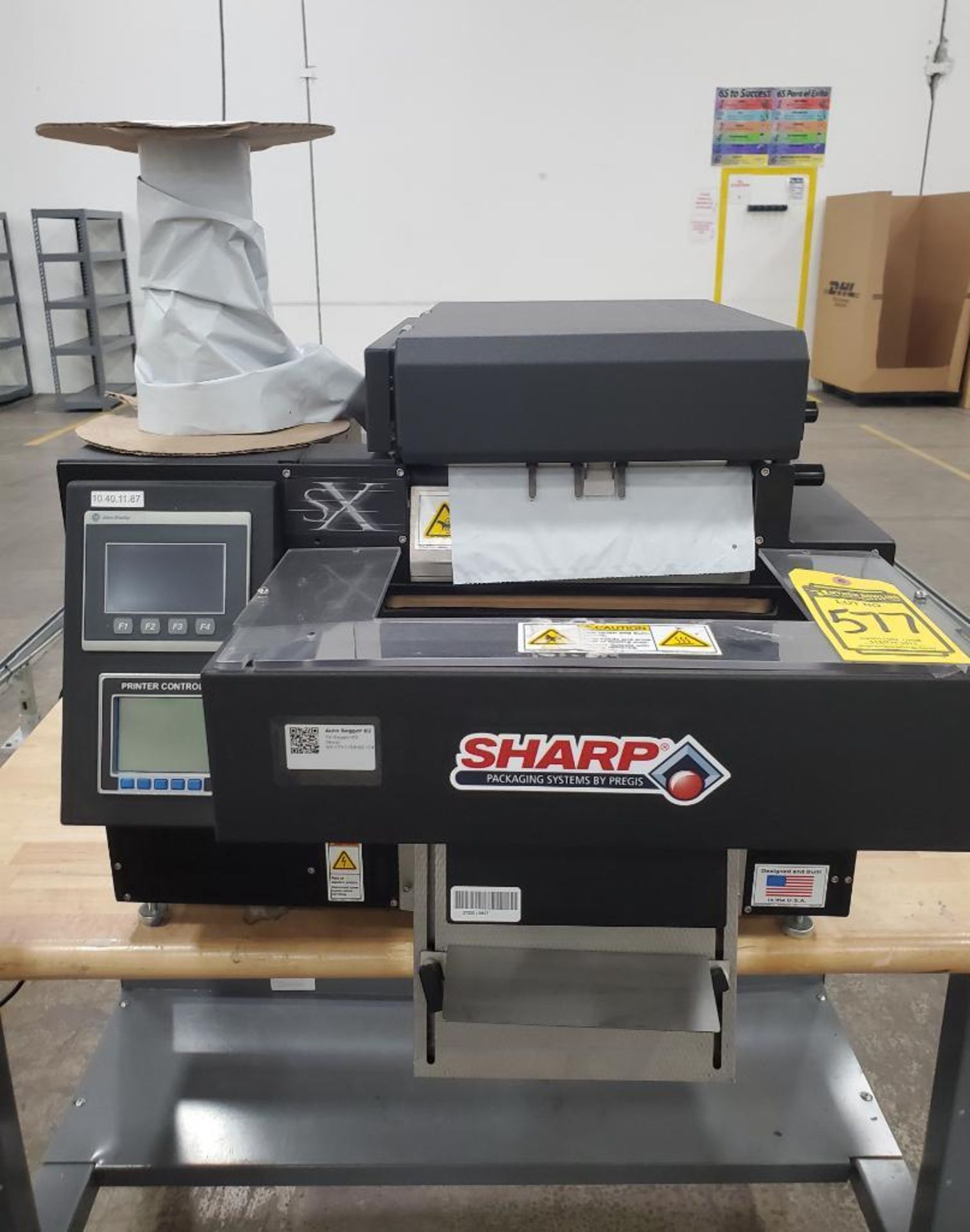 SHARP AUTO BAGGER PACKAGING SYSTEM; MODEL SX, S/N SX-17J-1153-02-147, DRO, WITH (3) NEW ULINE BAGS O