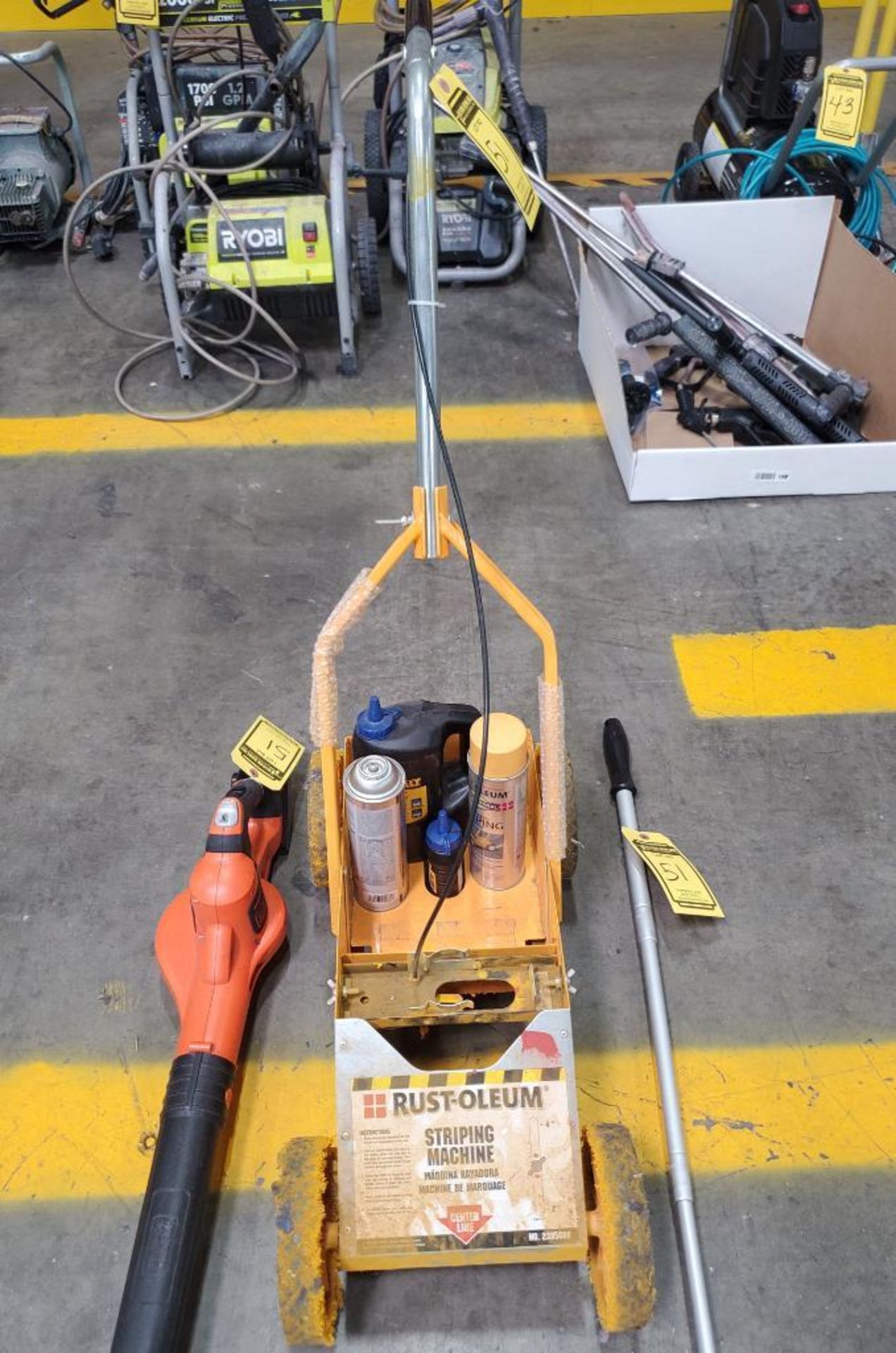 RUST-OLEUM STRIPPING MACHINE, LUFKIN MEASURING WHEEL, AND BLACK & DECKER BLOWER - Image 2 of 5