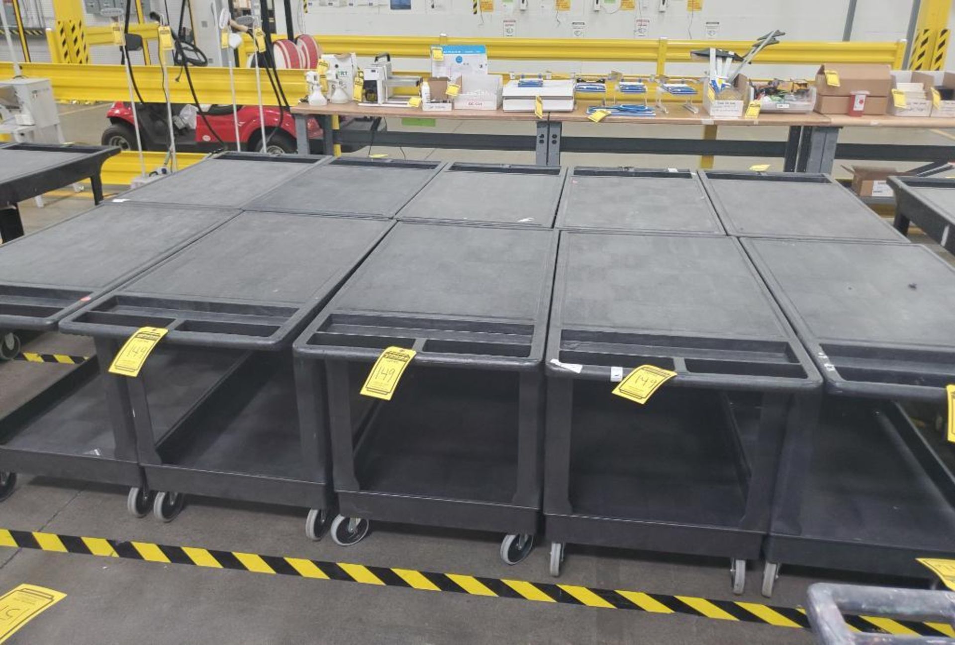 (10) ULINE PLASTIC SHOP CARTS