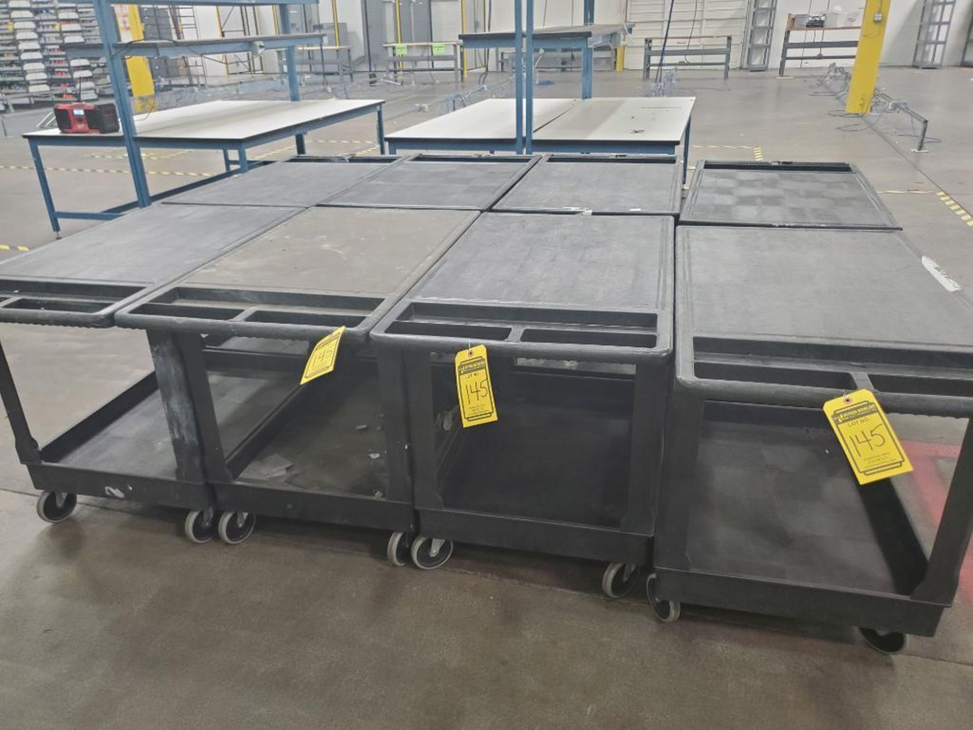 (8) ULINE PLASTIC SHOP CARTS