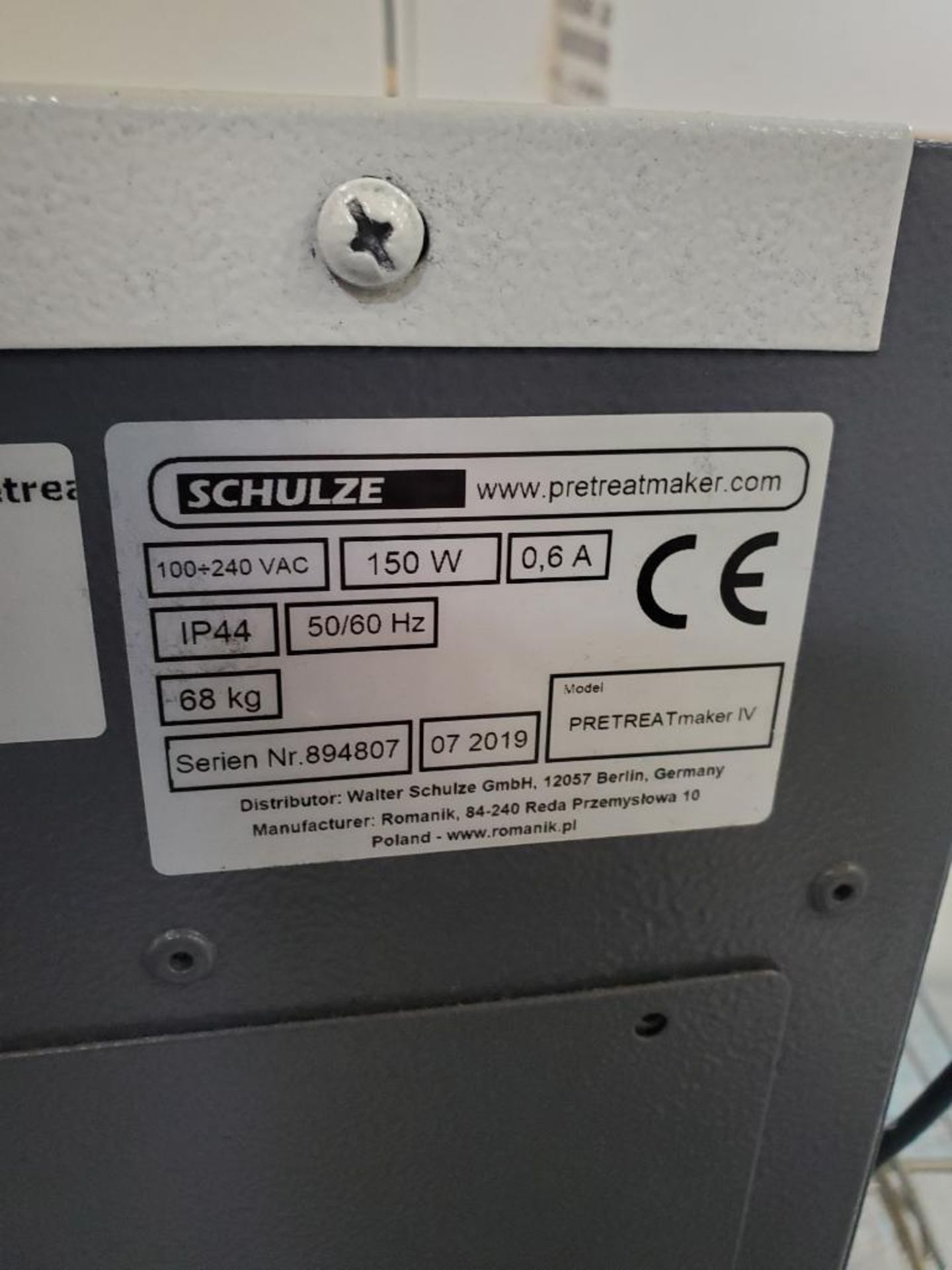 SCHULZE AUTOMATIC PRETREATMENT FACILITY FOR TEXTILE DIRECT PRINTER; MODEL PRETREAT MAKER 4, S/N 8948 - Image 2 of 2