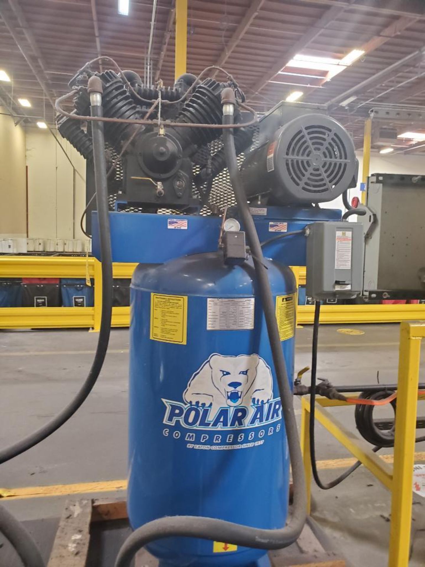 POLAR AIR VERTICAL COMPRESSOR; 80-GALLONS, MODEL APP4V-1043T, S/N 79309, 7.9 HP, SINGLE PHASE