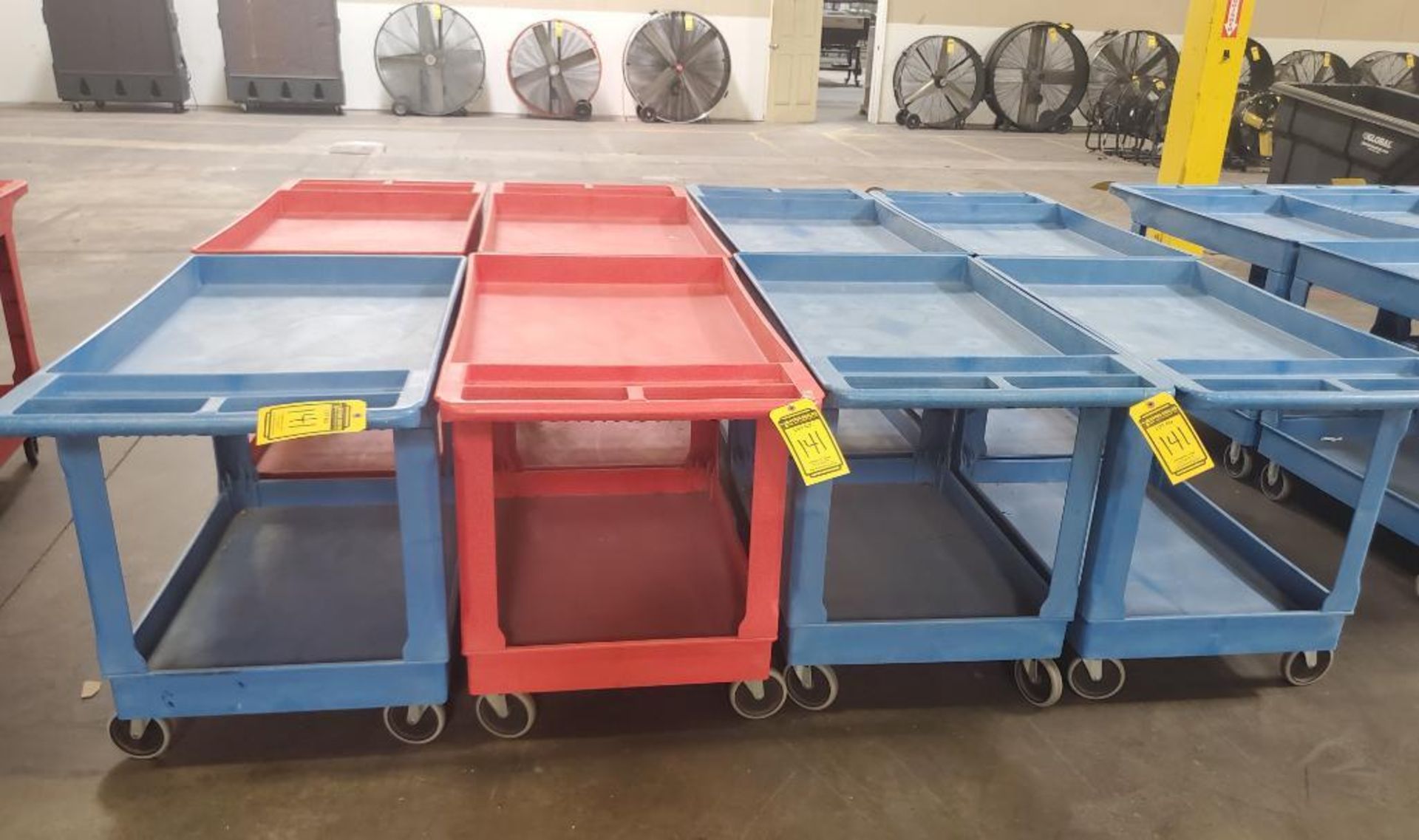 (8) ULINE PLASTIC SHOP CARTS