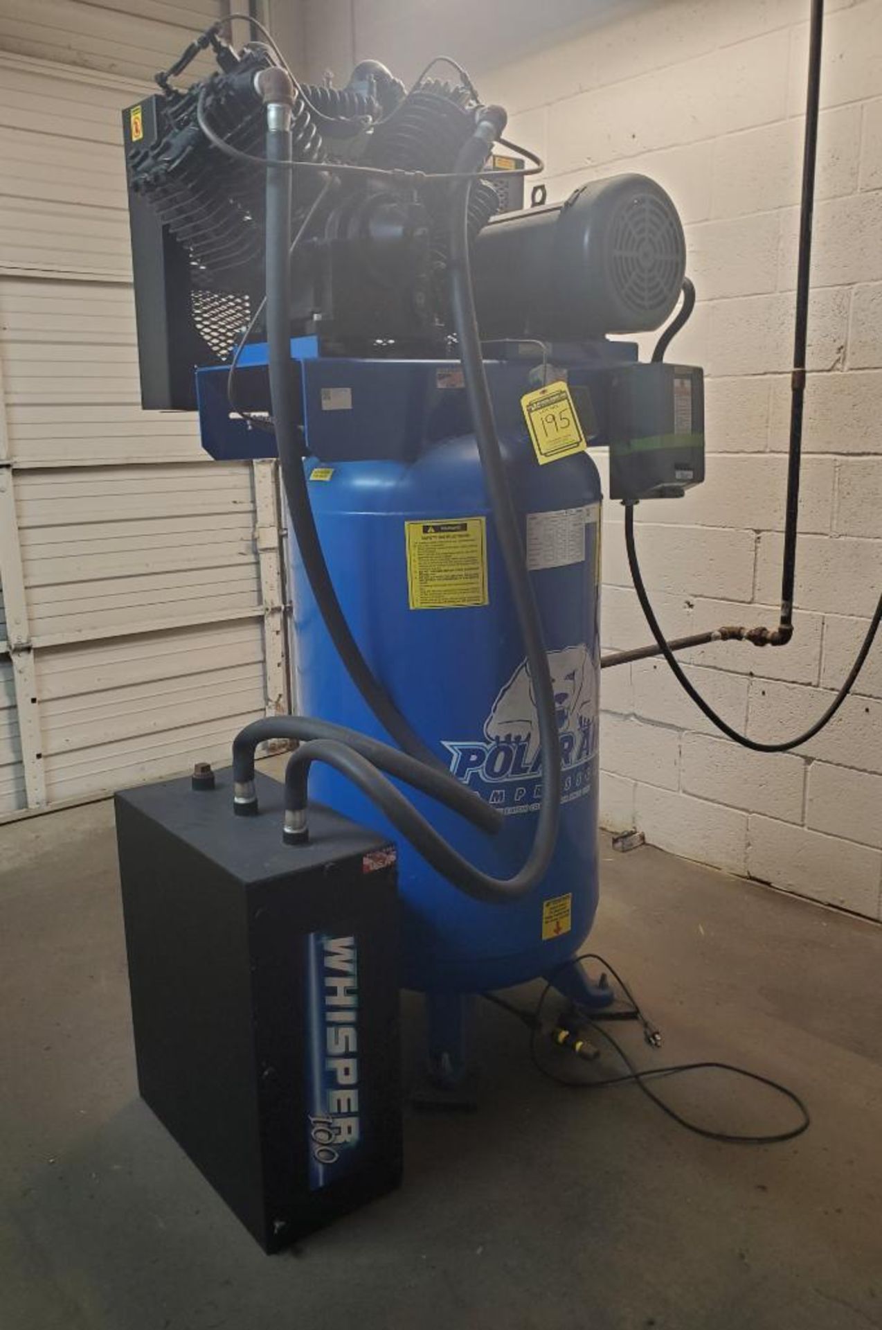 POLAR AIR VERTICAL COMPRESSOR; 80-GALLONS, MODEL APP4V1043T, S/N 81969, 7.5 HP, SINGLE PHASE, 175-PS - Image 2 of 6