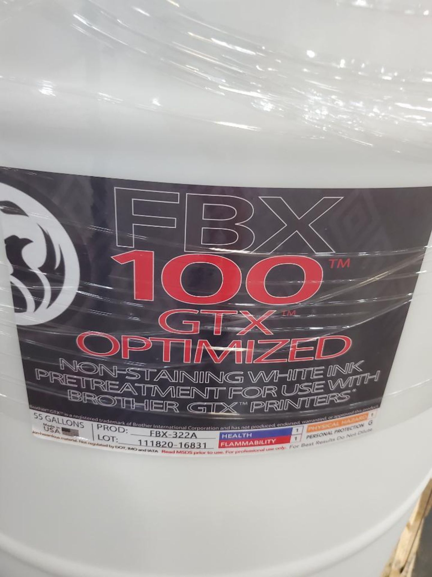 (16) 55-GALLON FBX100 GTX OPTIMIZED NON-STAINING WHITE INK PRETREATMENT - Image 2 of 2