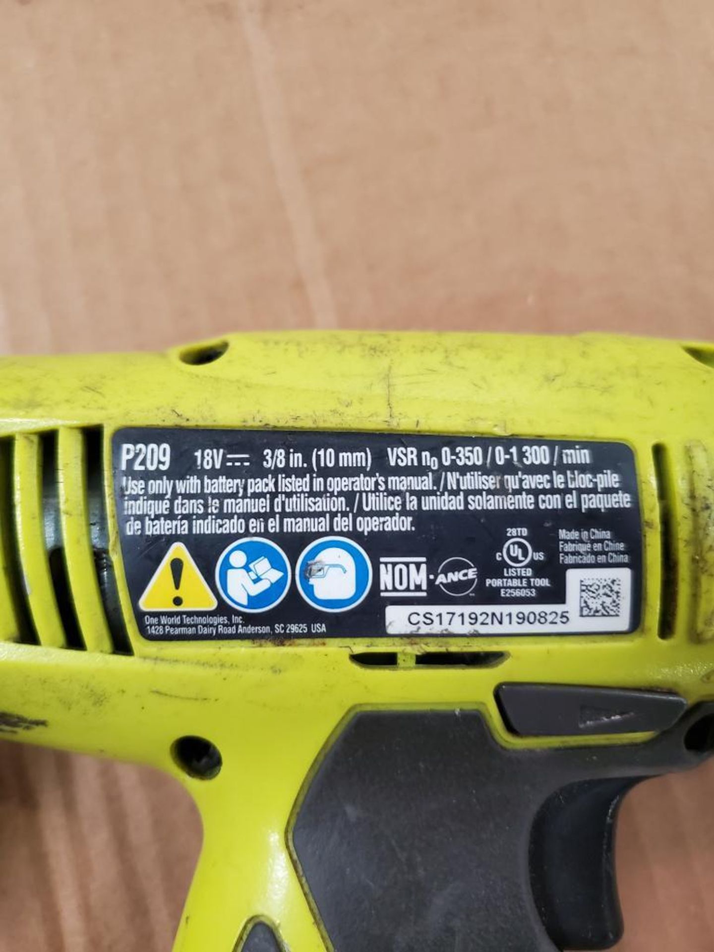 RYOBI 3/8'' DRILL, MODEL P209, AND 1/2'' DRILL, MODEL P208B, WITH (1) 18-VOLT BATTERY AND (2) CHARGE - Image 3 of 6