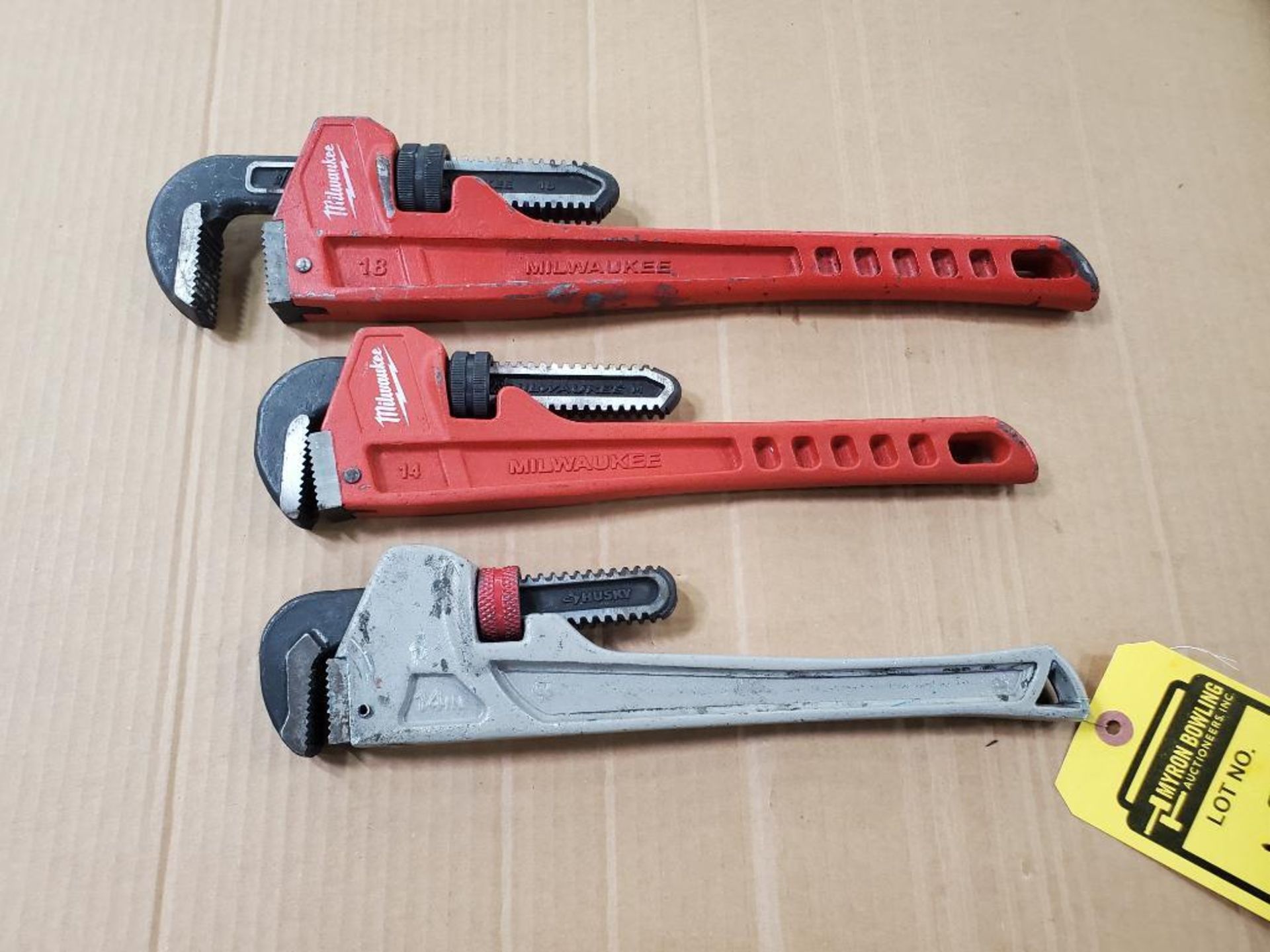 (3) PIPE WRENCHES