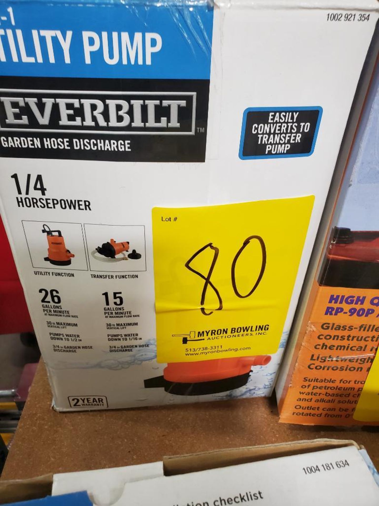 (2) EVERBILT TRANSFER PUMPS; 1/10 HORSEPOWER, 6-GALLONS PER MINUTE, EVERBILT UTILITY PUMP 2-IN-1 GAR - Image 2 of 4