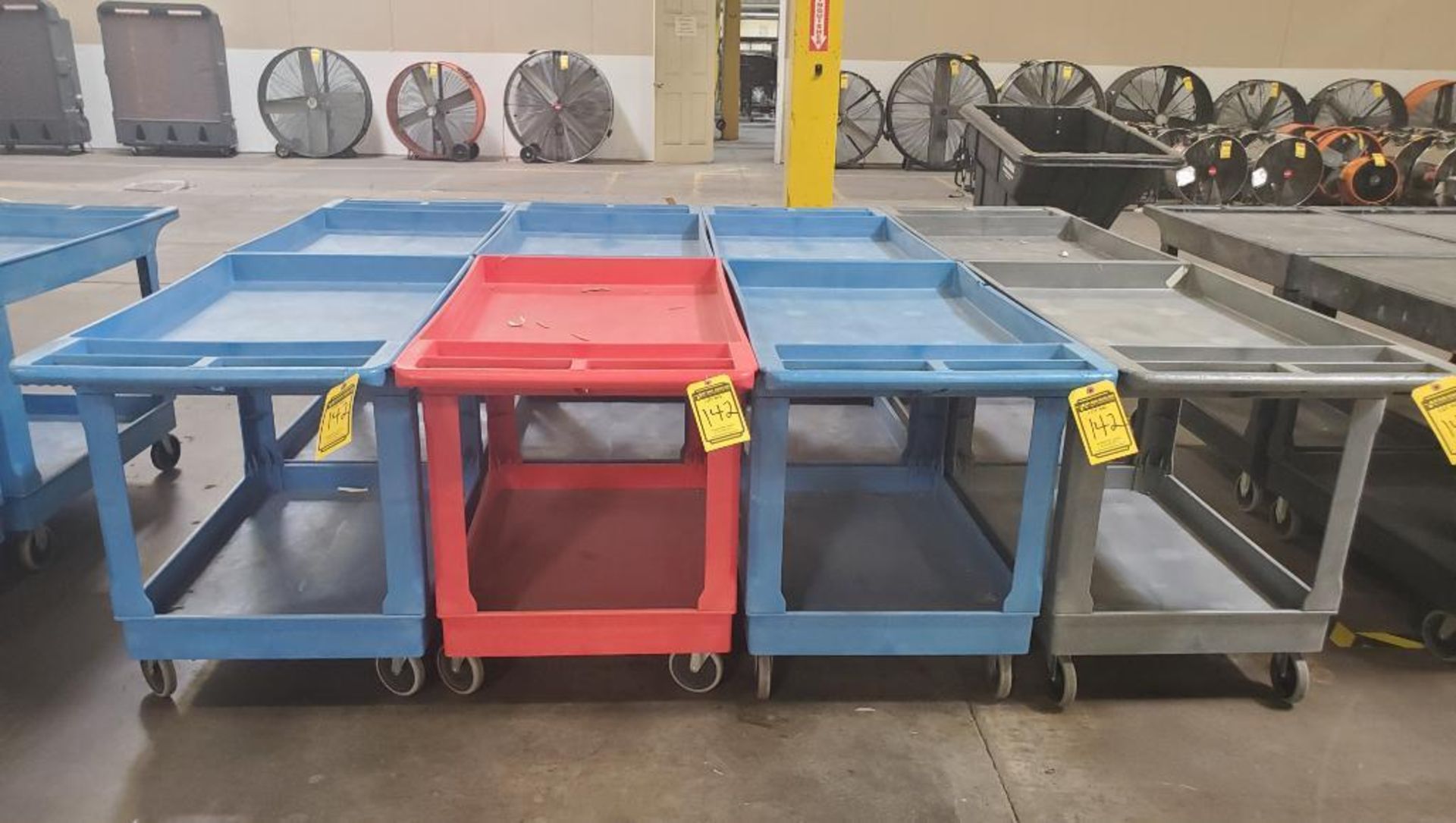 (8) ULINE PLASTIC SHOP CARTS